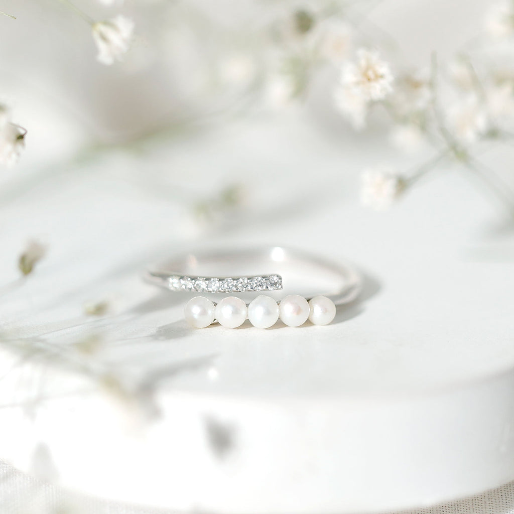 Cultured Freshwater Pearl Diamond Wrap Ring for Women