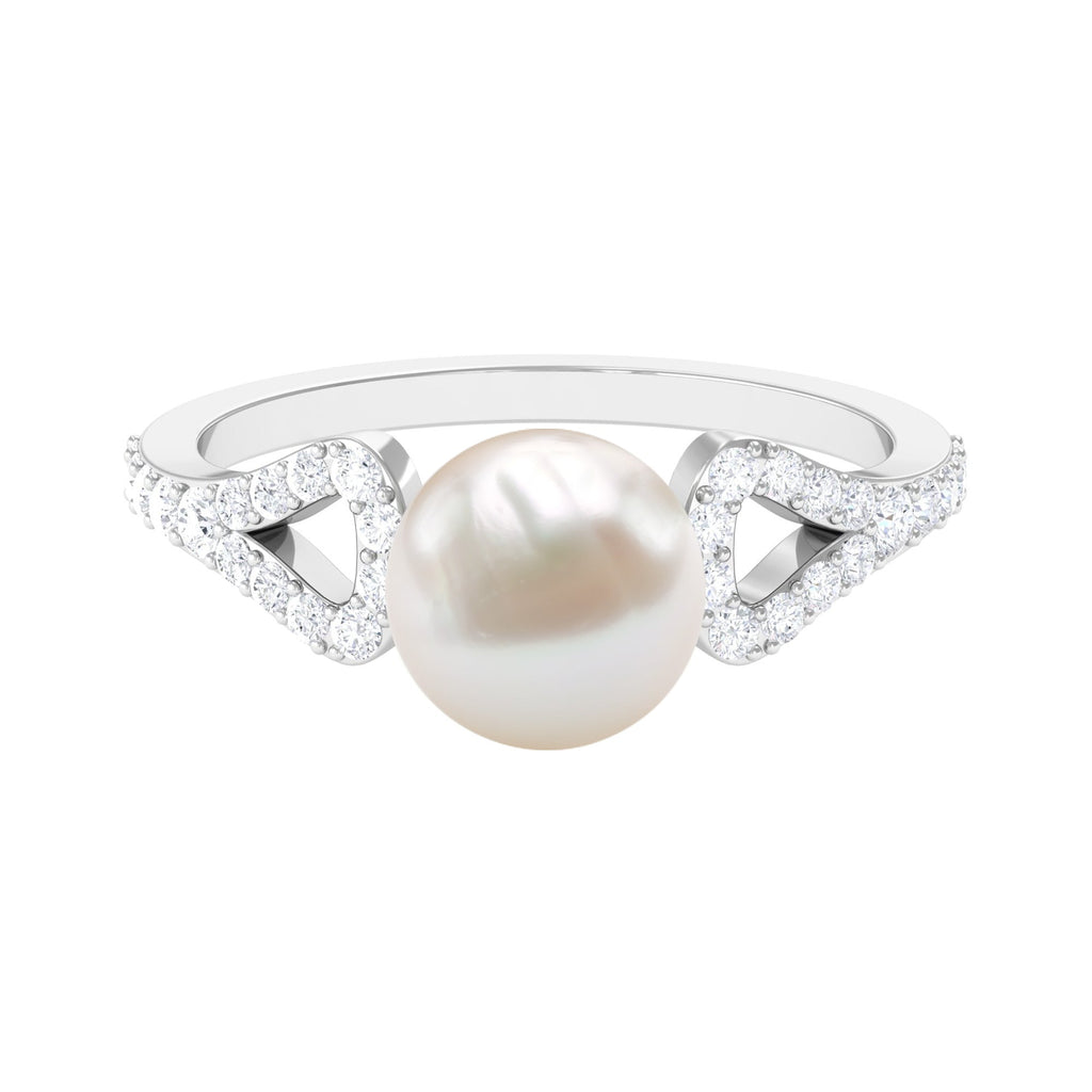 Cultured 7.4 Carat Freshwater Pearl Solitaire Engagement Ring with Diamond