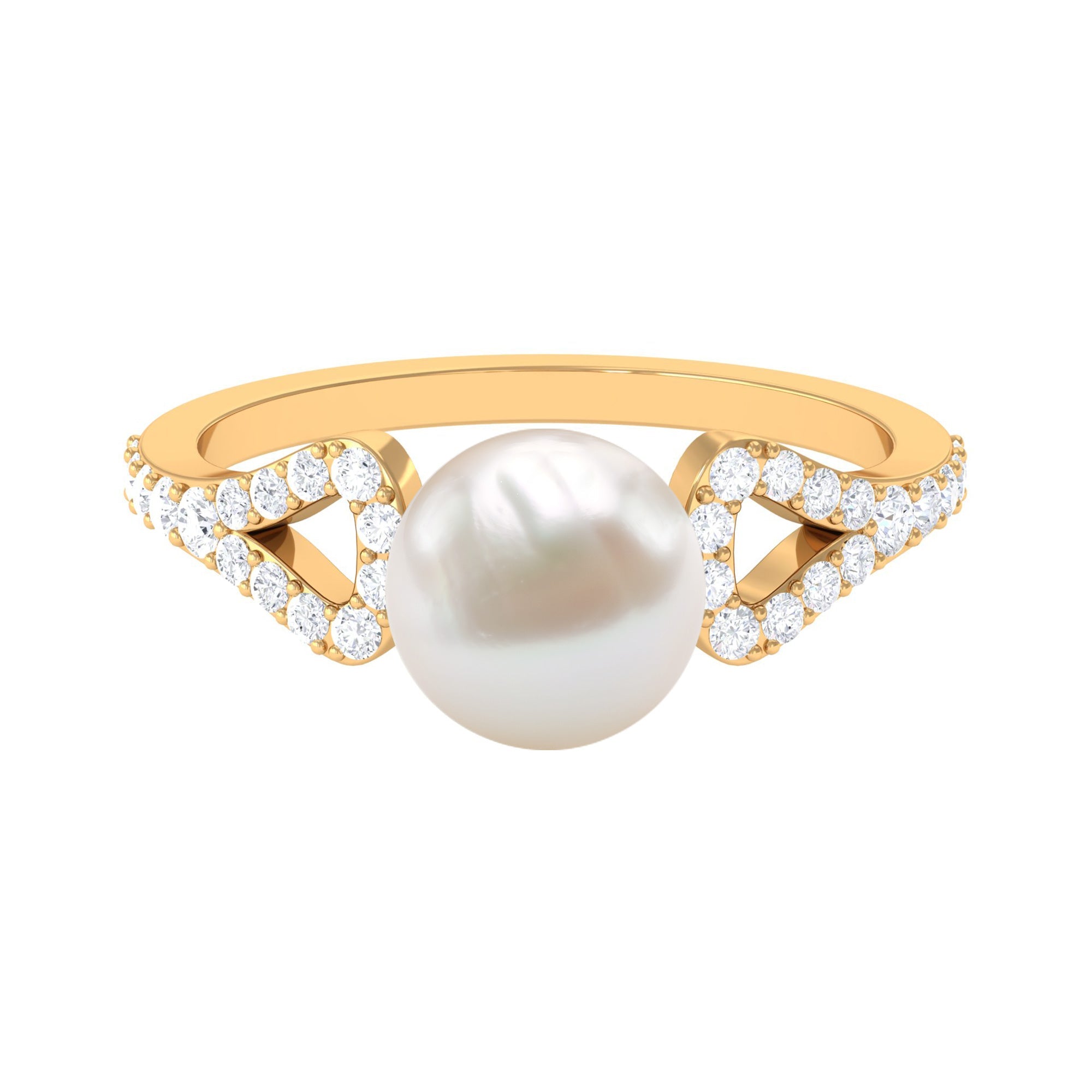 Cultured 7.4 Carat Freshwater Pearl Solitaire Engagement Ring with Diamond