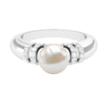 7.48 Carat Freshwater Pearl Solitaire Engagement Ring with Diamond