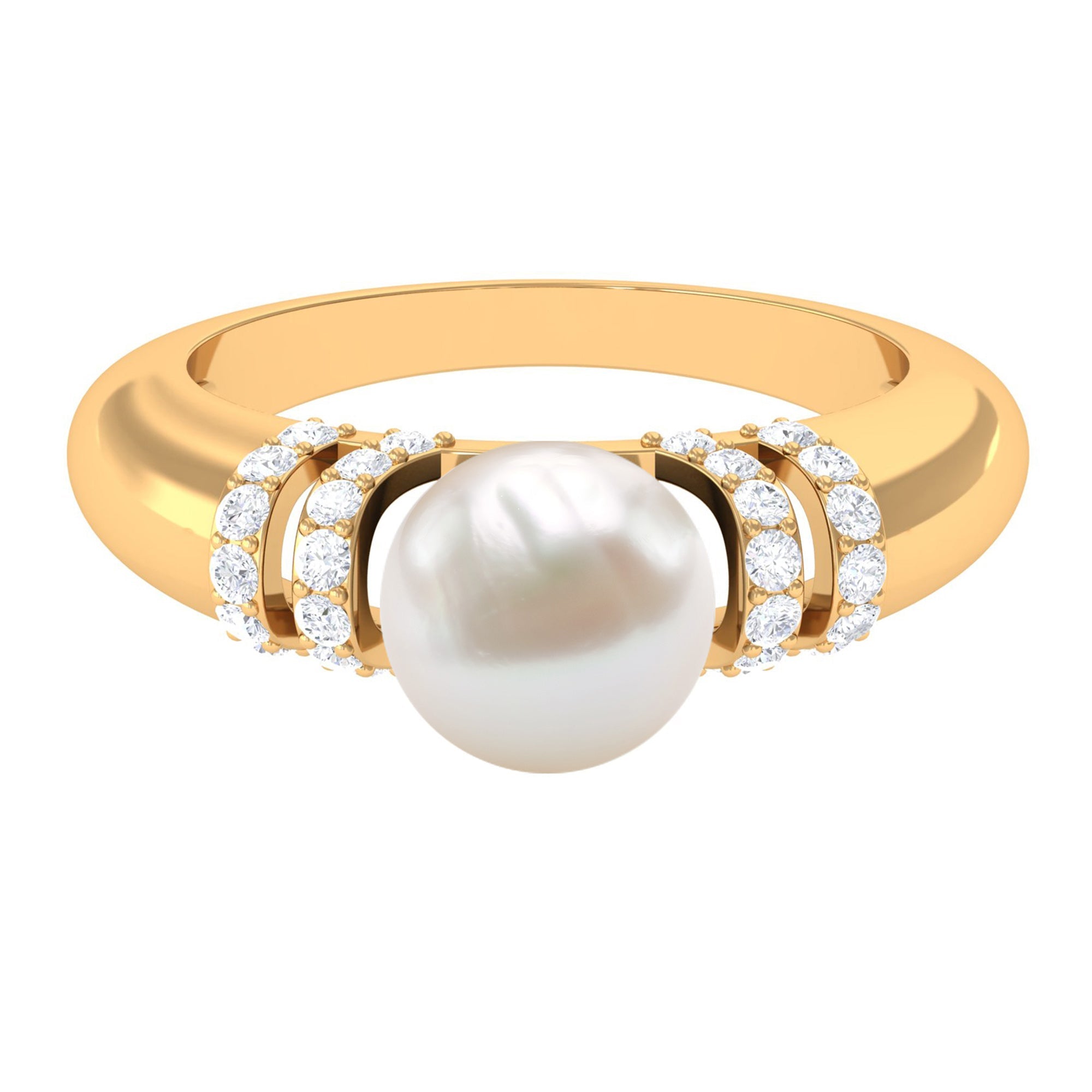 7.48 Carat Freshwater Pearl Solitaire Engagement Ring with Diamond