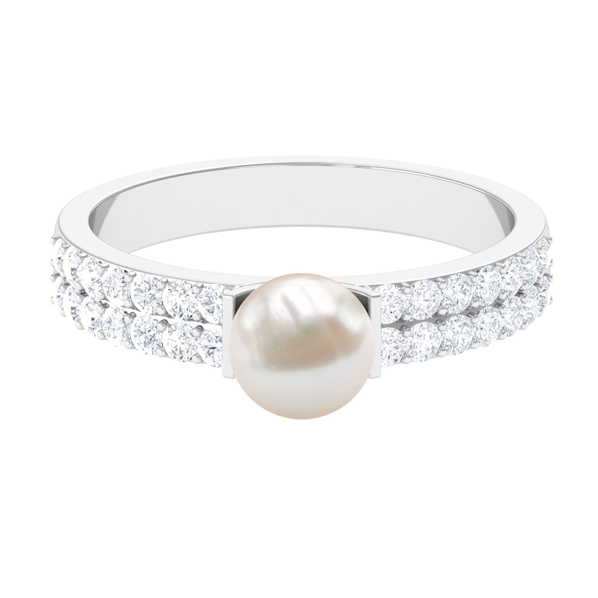2.2 Carat Freshwater Pearl Engagement Ring with Diamond
