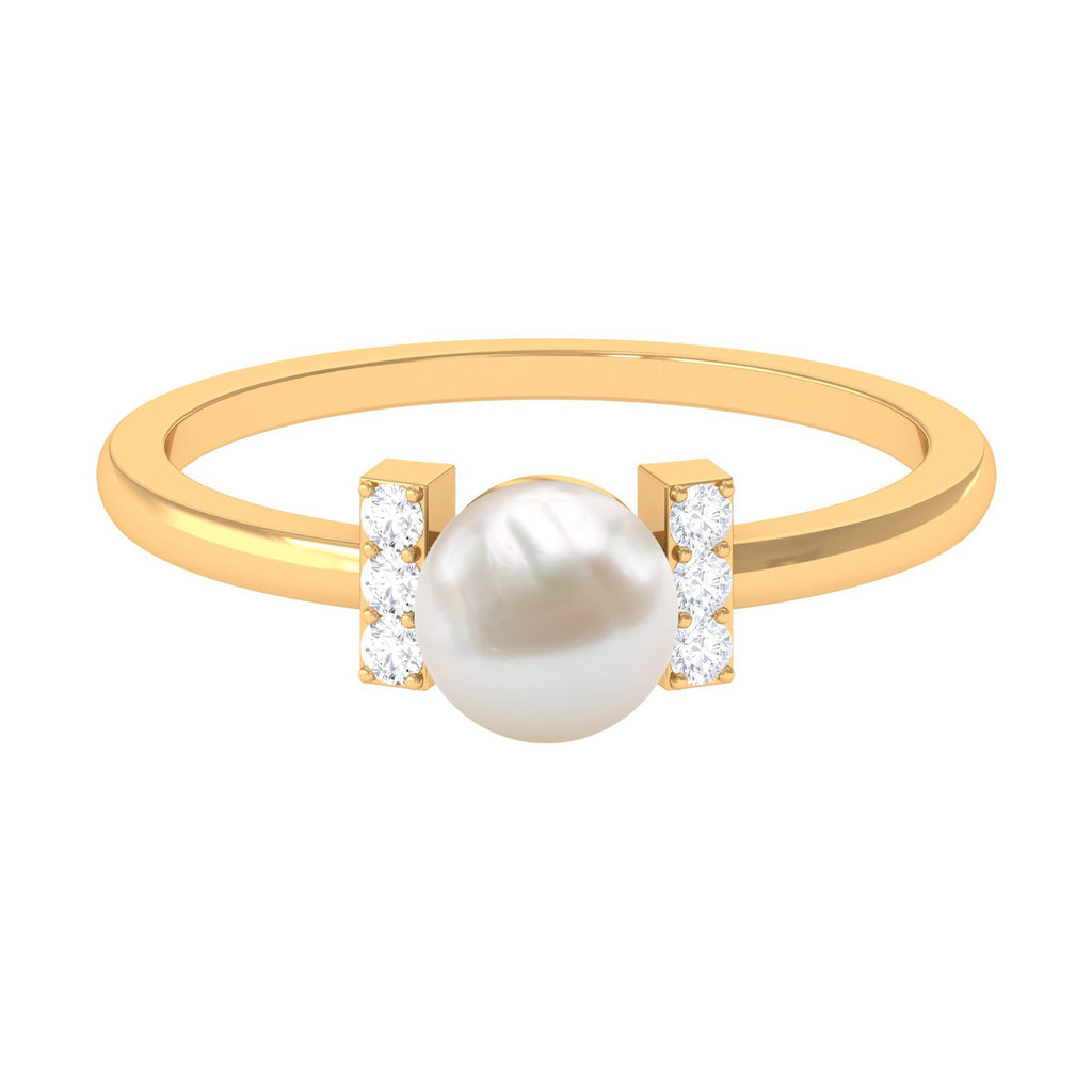 Cultured 2.2 Carat Freshwater Pearl Solitaire Engagement Ring with Diamond