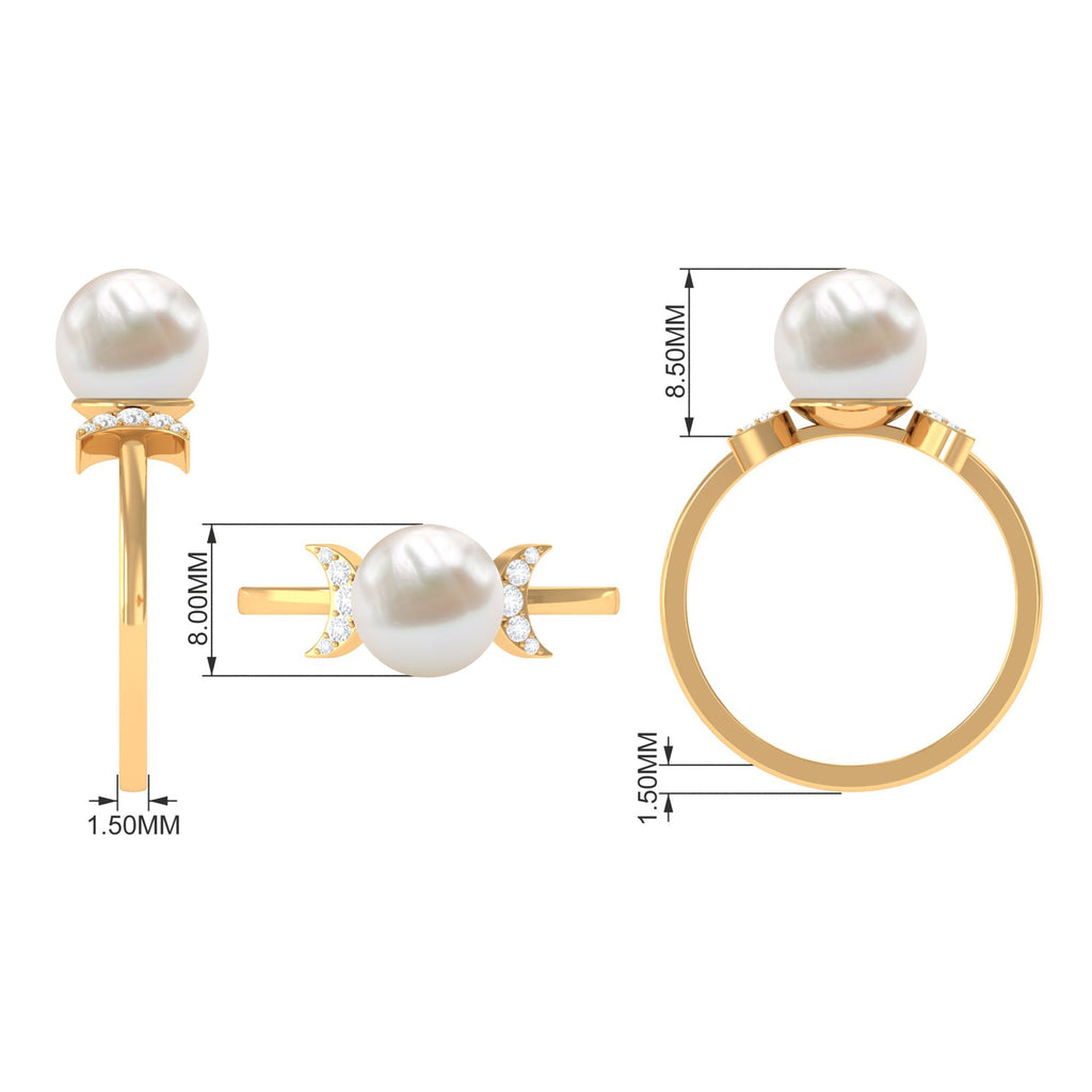 Natural 7.4 Carat Freshwater Pearl Solitaire Engagement Ring with Diamond