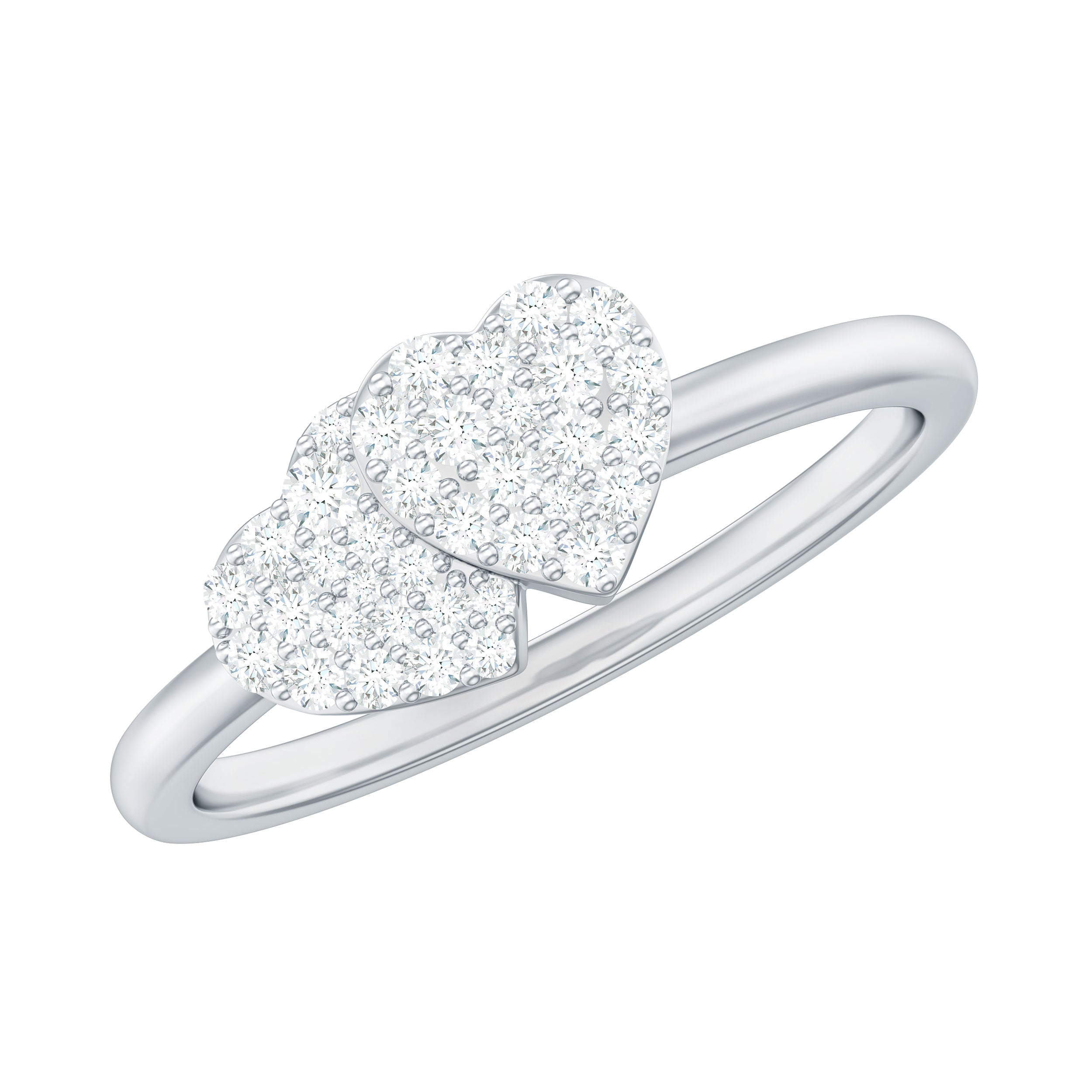 Natural Diamond Double Heart Ring for Promise