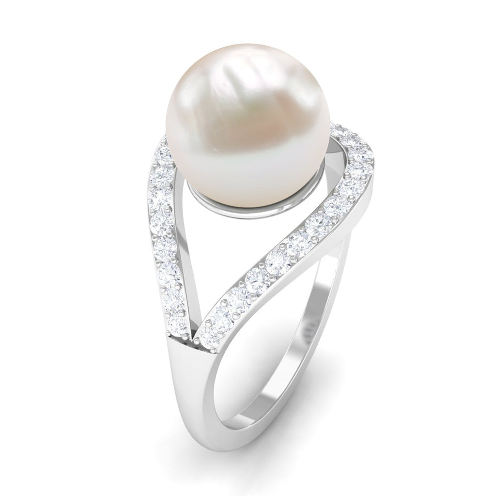 7.48 Carat Freshwater Pearl Engagement Ring with Diamond
