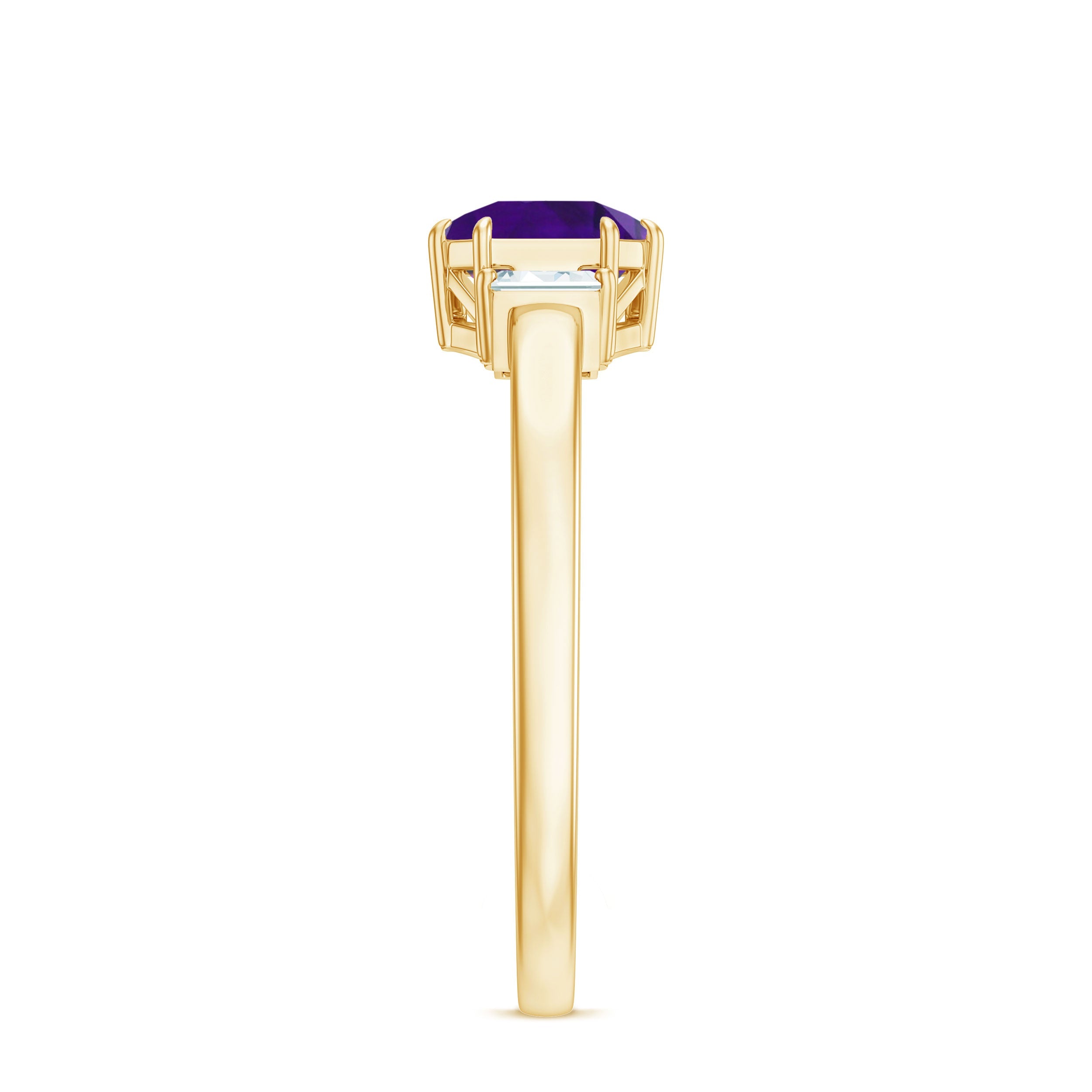 Natural 1.3 Carat Amethyst Asscher Cut Engagement Ring with Diamond