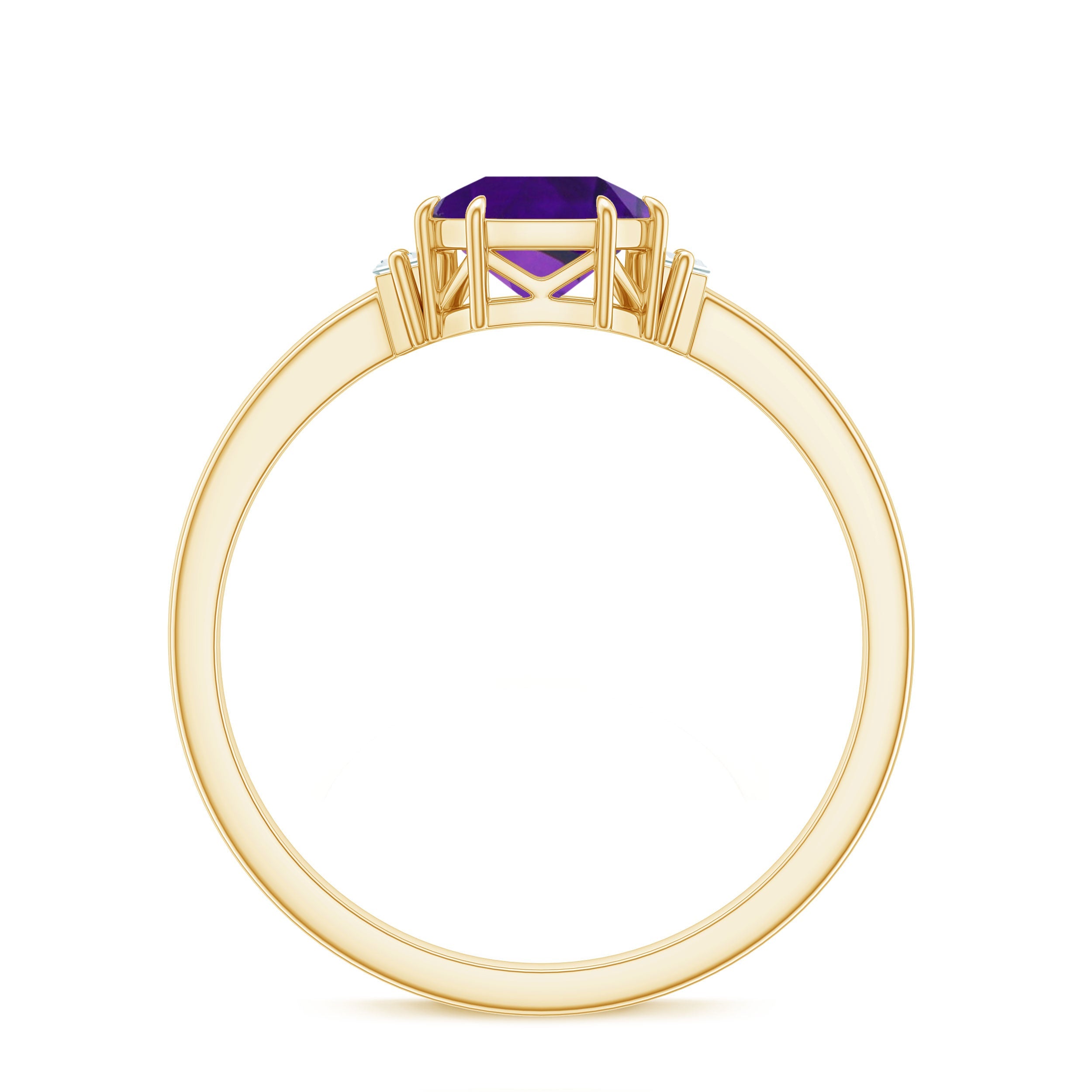 Natural 1.3 Carat Amethyst Asscher Cut Engagement Ring with Diamond