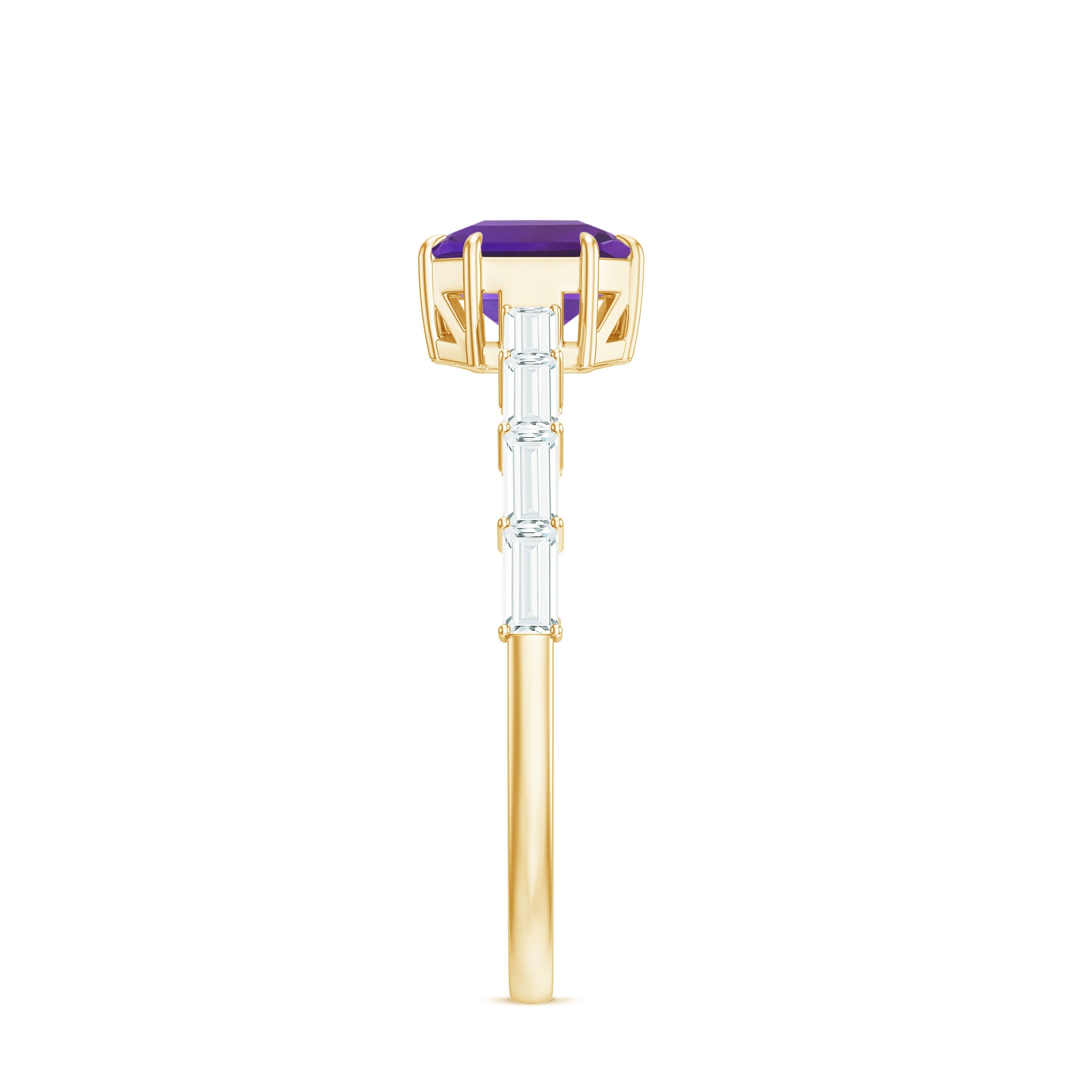 3 Carat Amethyst Asscher Cut Engagement Ring with Diamond