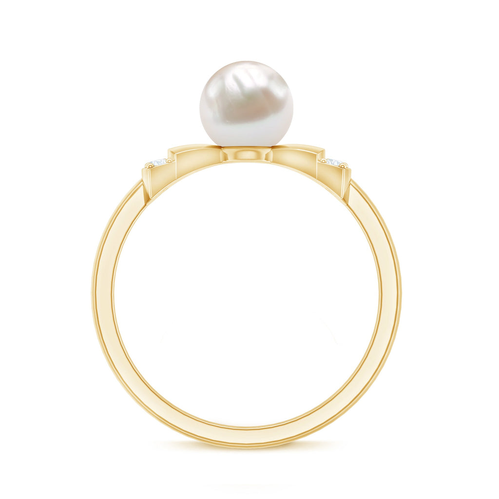 Natural 2 Carat Freshwater Pearl Diamond Engagement Ring with Bow
