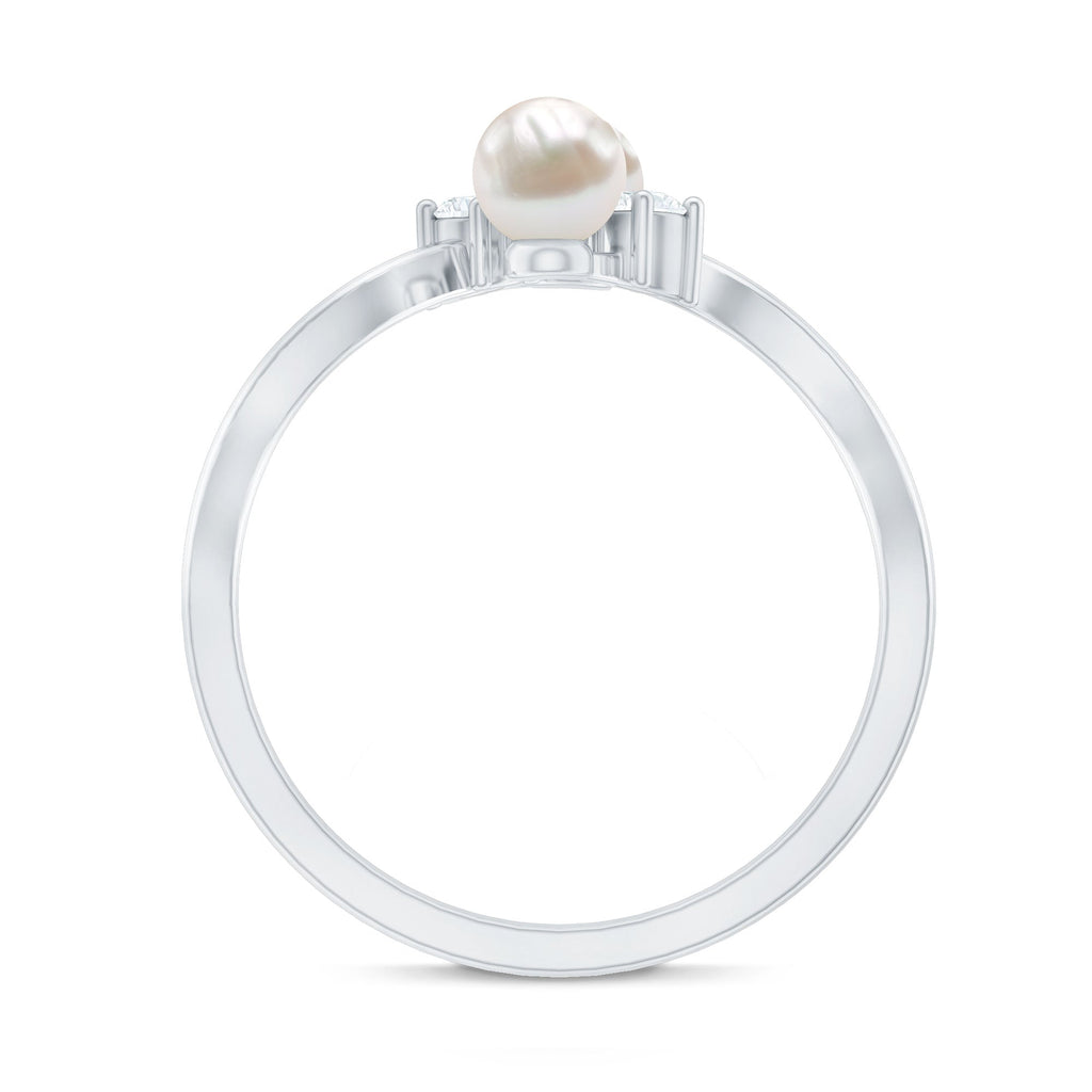Freshwater Pearl and Diamond Wrap Ring