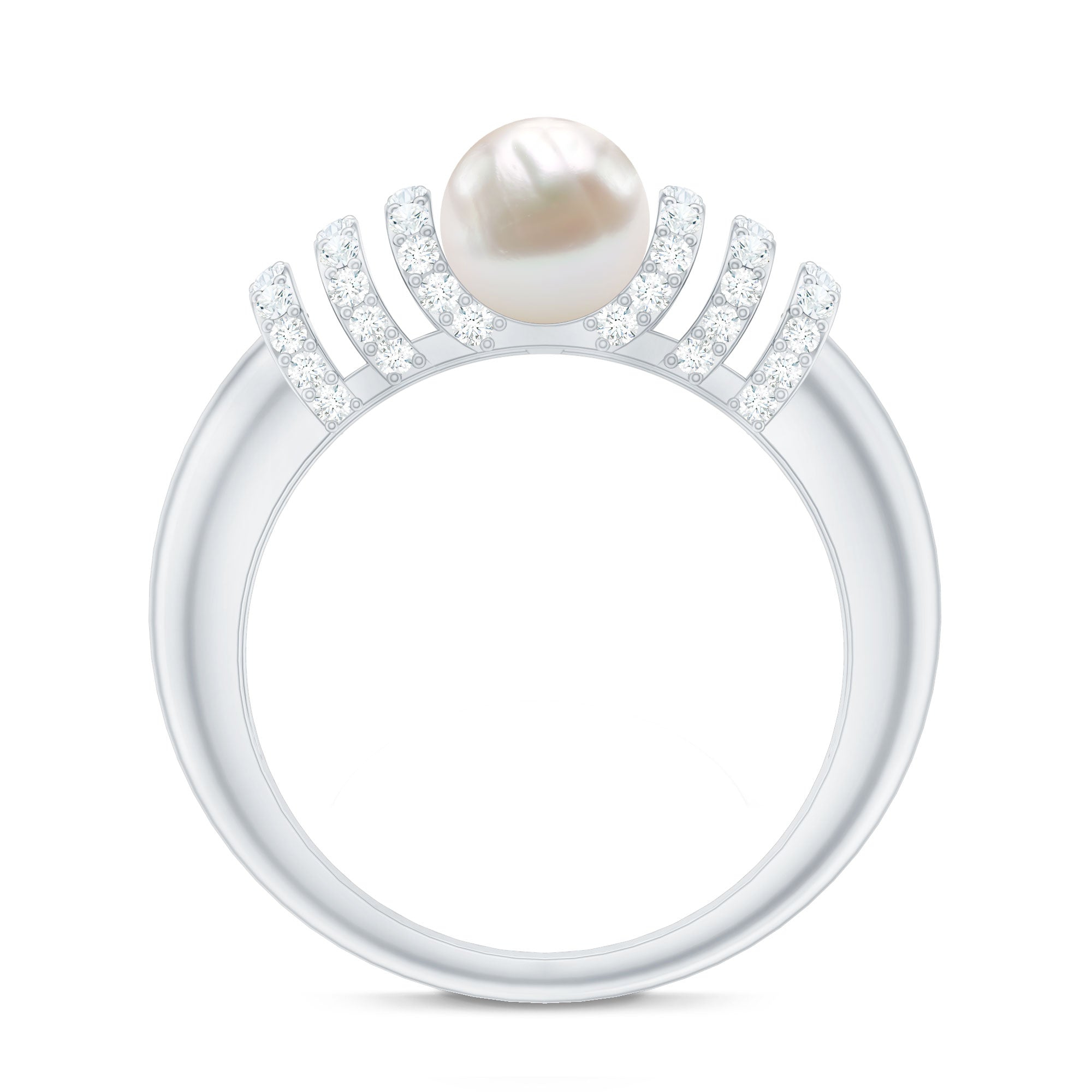 2.2 Carat Freshwater Pearl Diamond Engagement Ring for Women