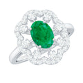 0.7 Carat Oval Emerald Designer Engagement Ring with Diamond