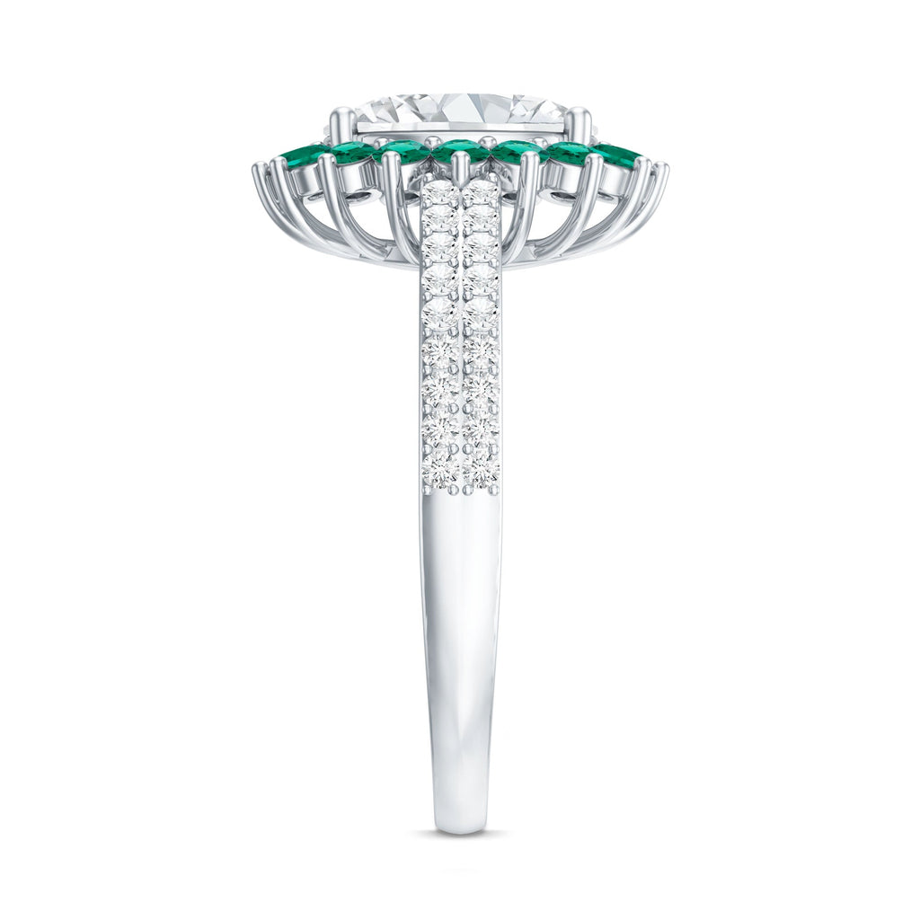 Certified 2 Carat Lab Grown Diamond Engagement Ring with Emerald Halo