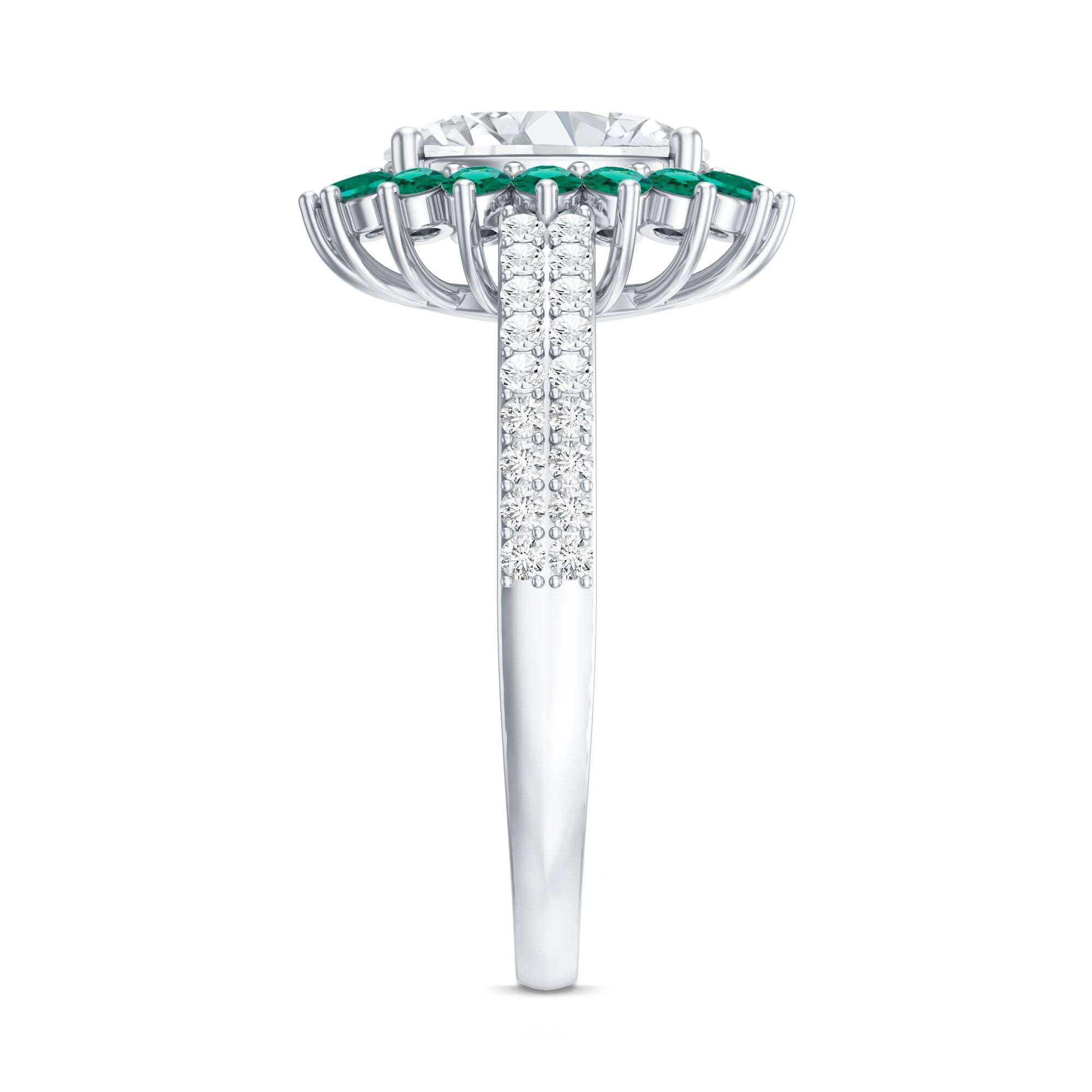 Certified 2 Carat Lab Grown Diamond Engagement Ring with Emerald Halo