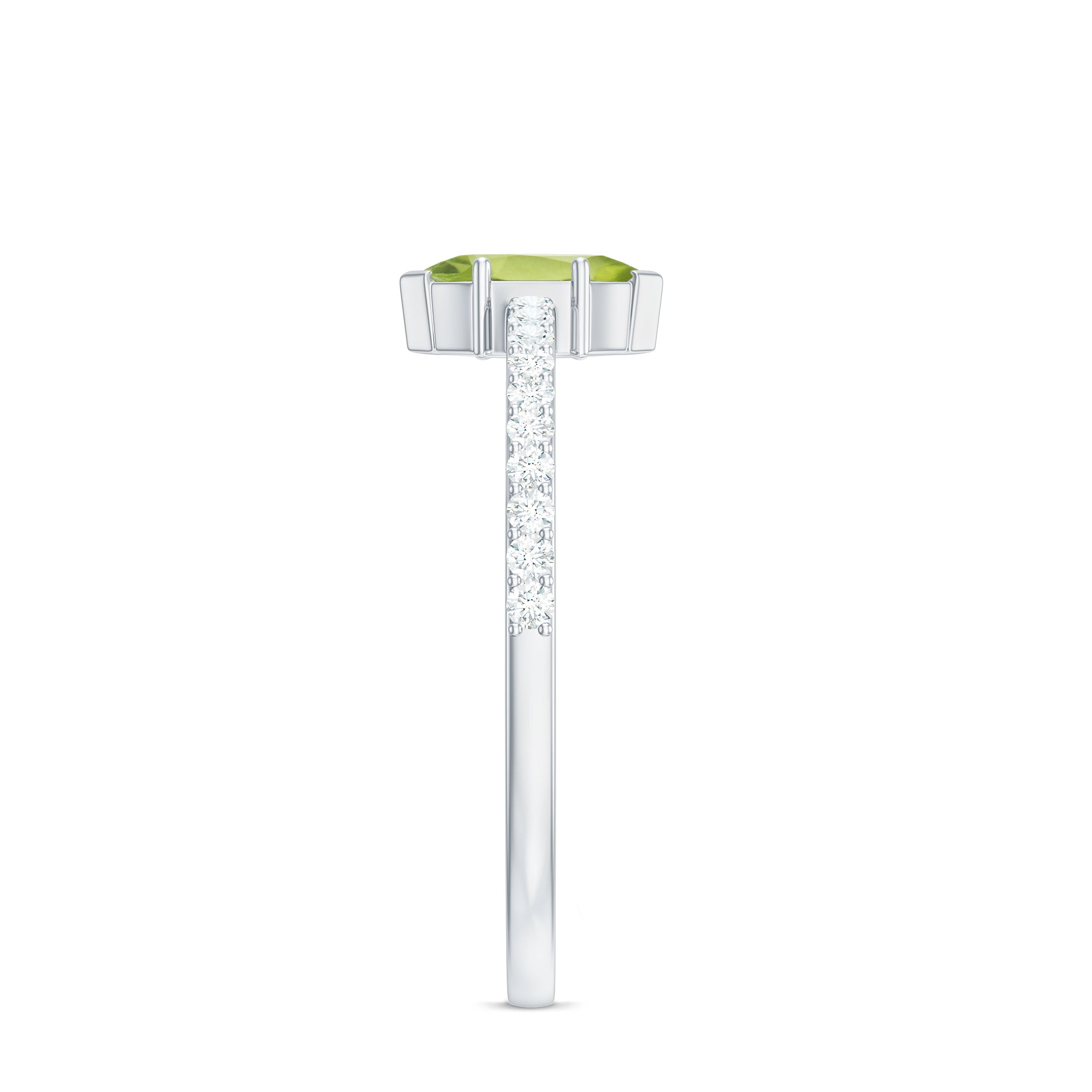 Genuine 0.7 Carat Marquise Peridot Promise Ring with Diamond