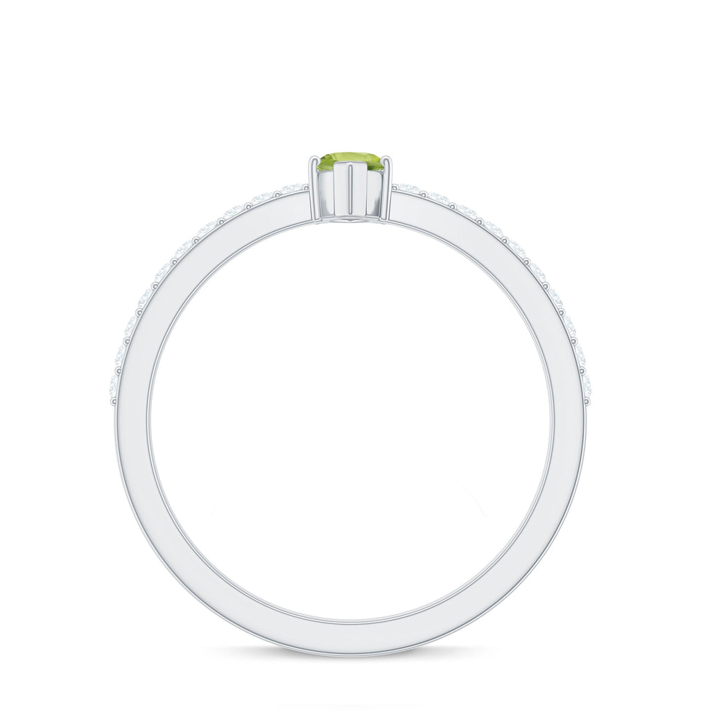 Genuine 0.7 Carat Marquise Peridot Promise Ring with Diamond