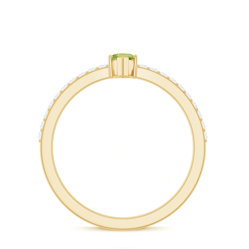 Genuine 0.7 Carat Marquise Peridot Promise Ring with Diamond