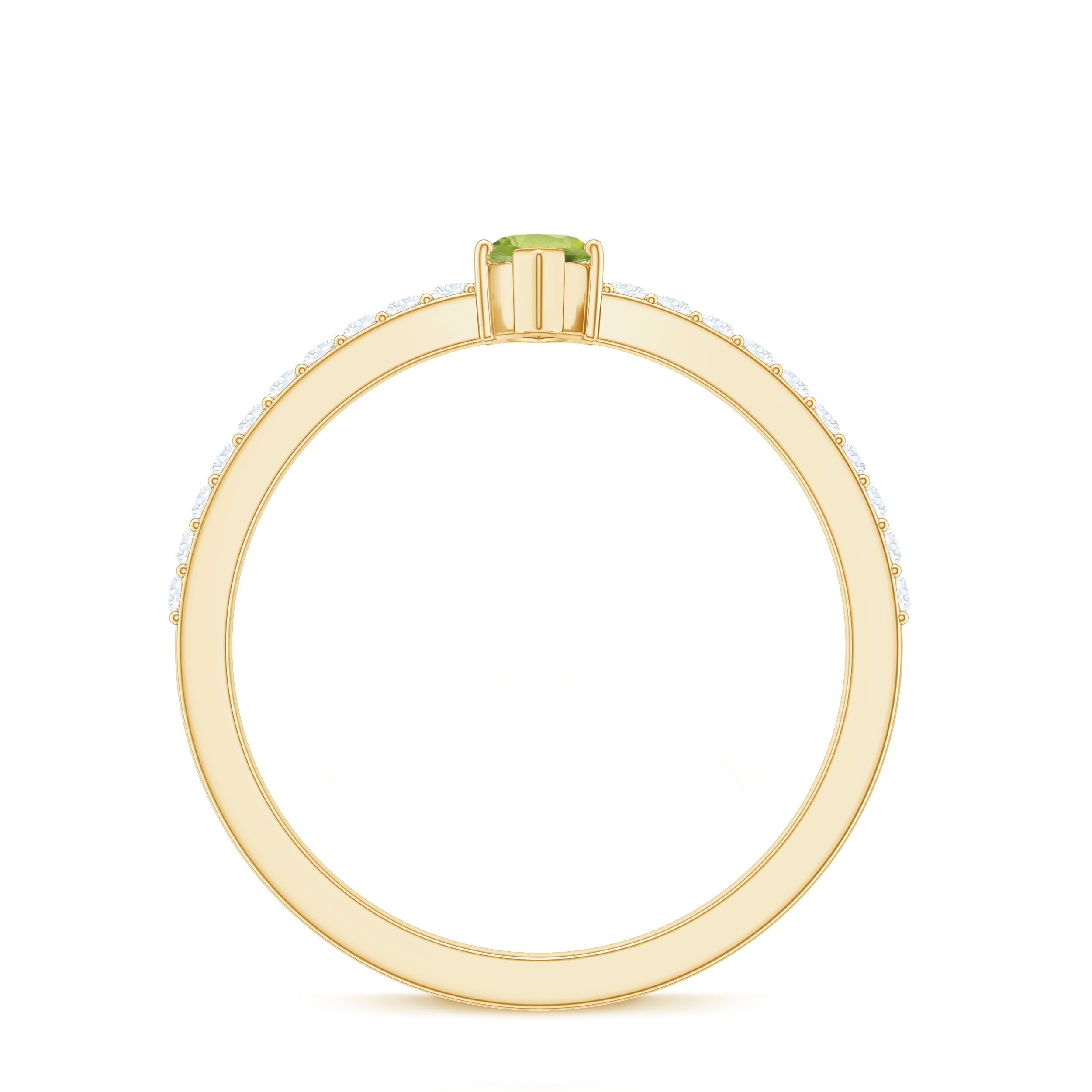 Genuine 0.7 Carat Marquise Peridot Promise Ring with Diamond