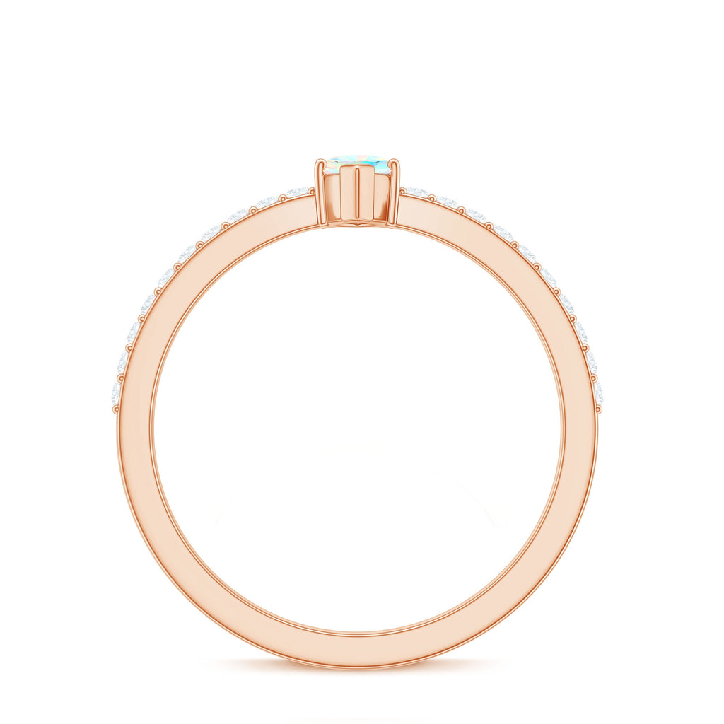 Certified Real Marquise Ethiopian Opal Promise Ring with Diamond