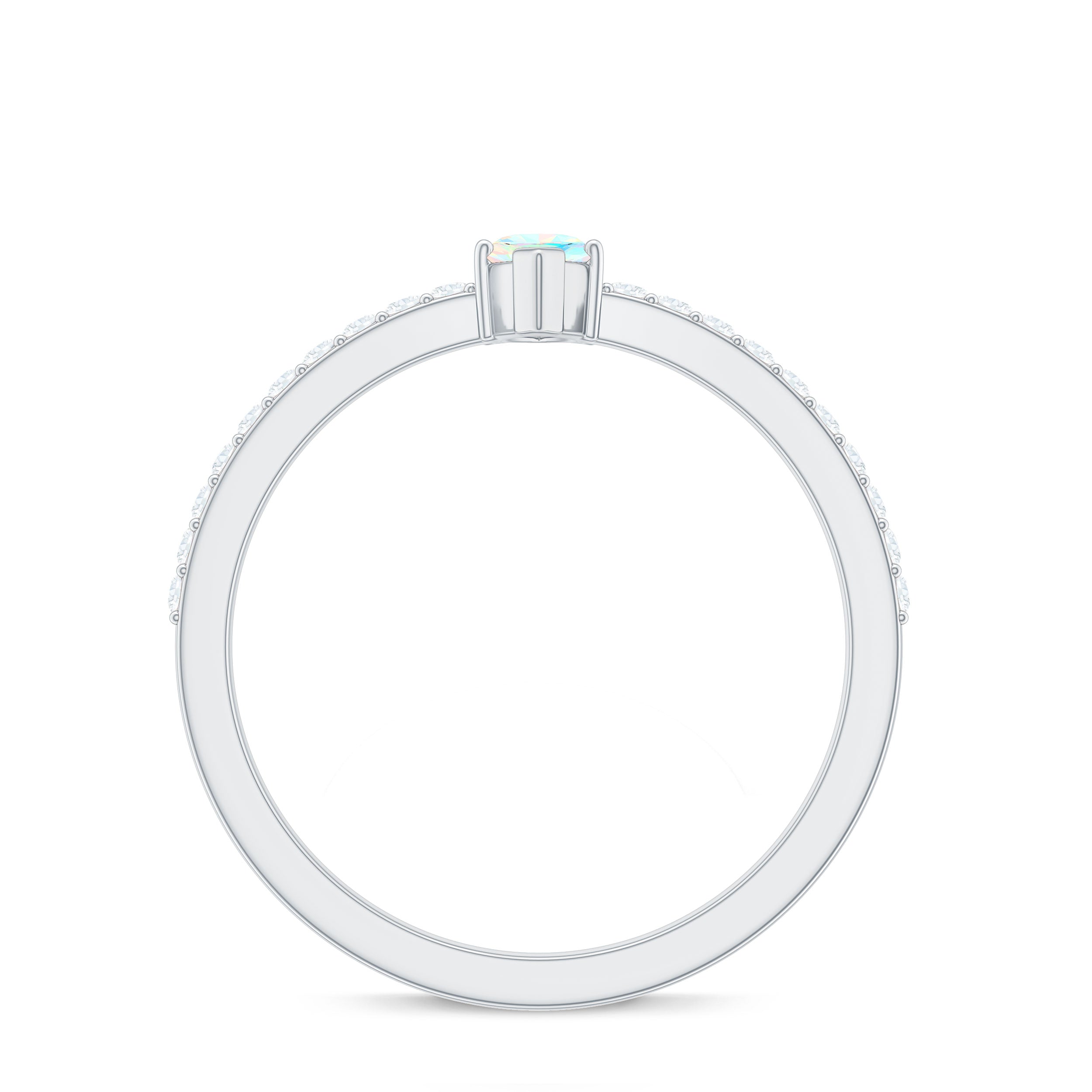 Certified Real Marquise Ethiopian Opal Promise Ring with Diamond