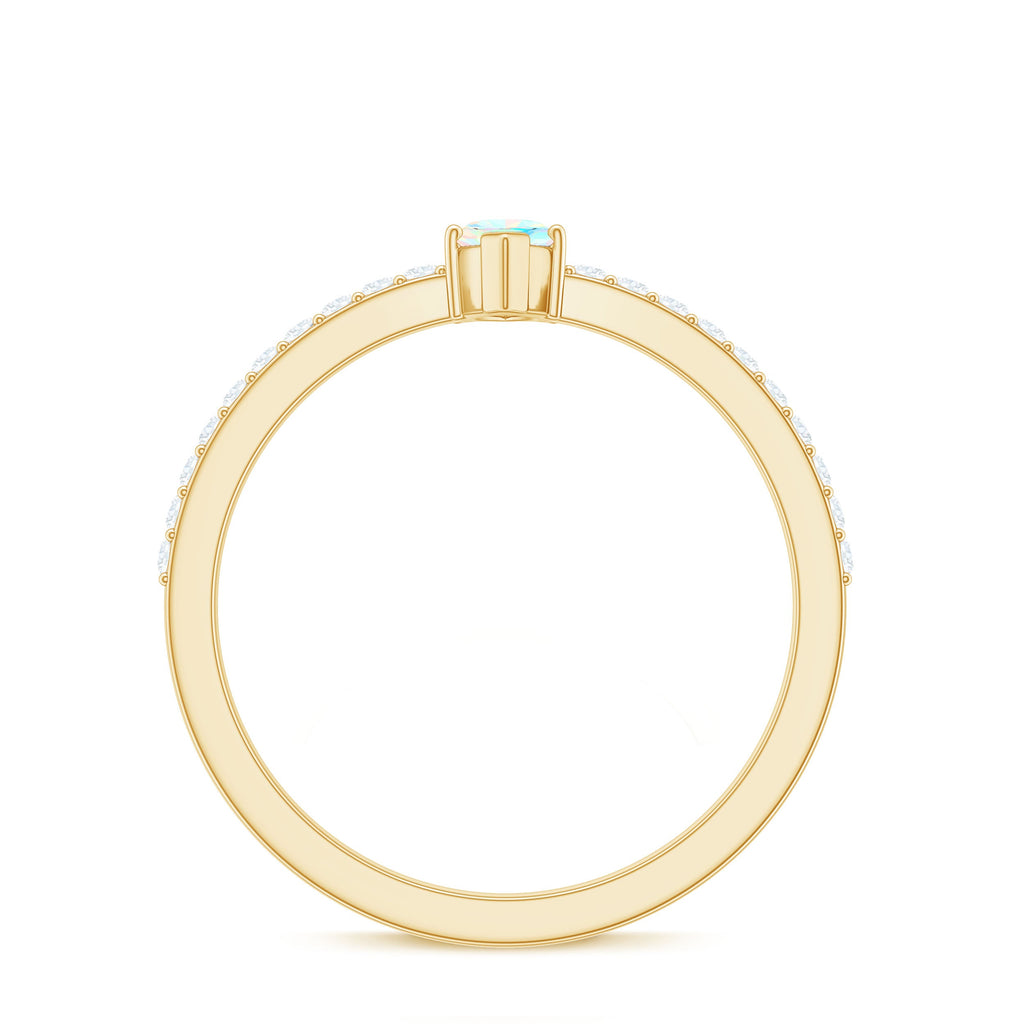 Certified Real Marquise Ethiopian Opal Promise Ring with Diamond