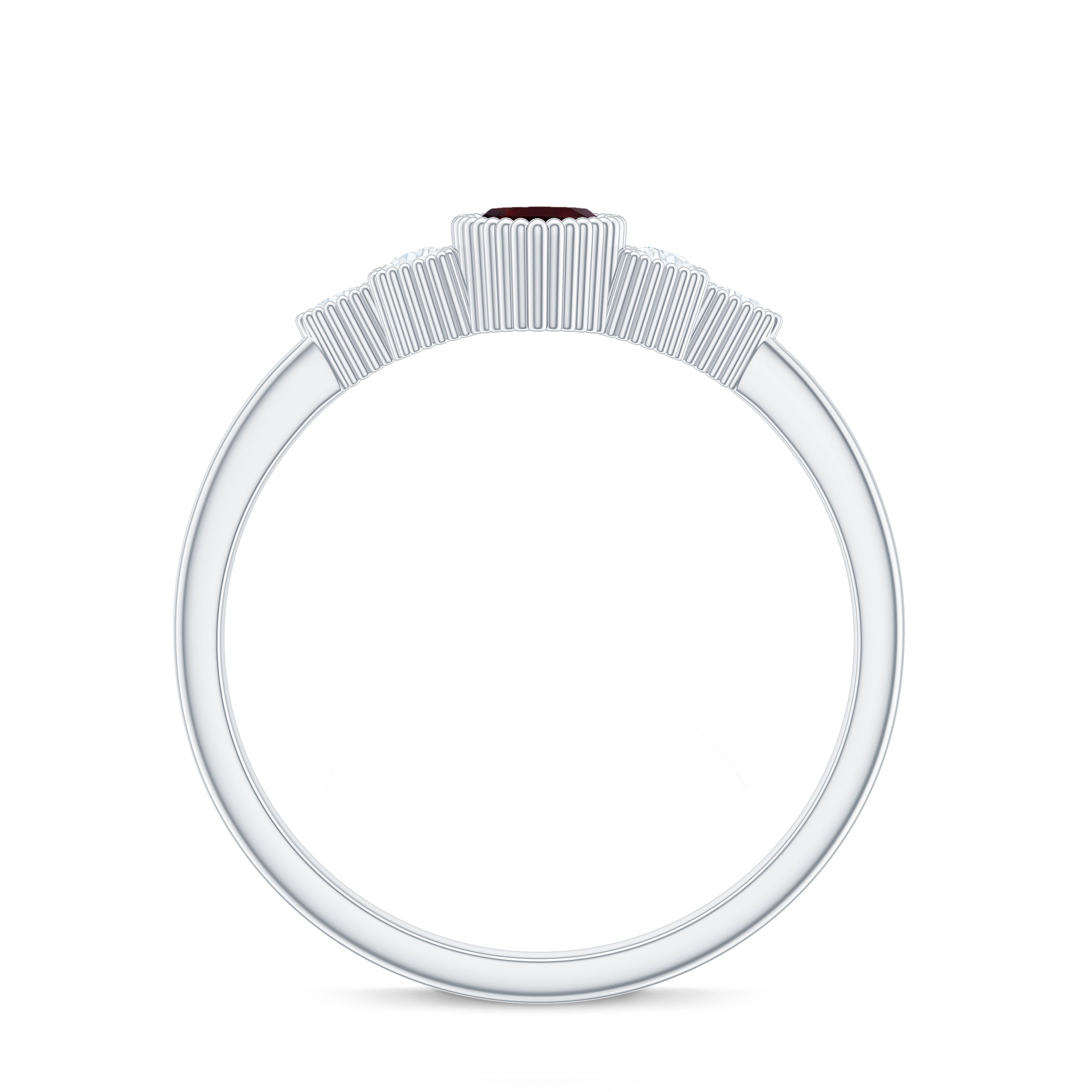 Natural 0.7 Carat Garnet Marquise Engagement Ring with Diamond