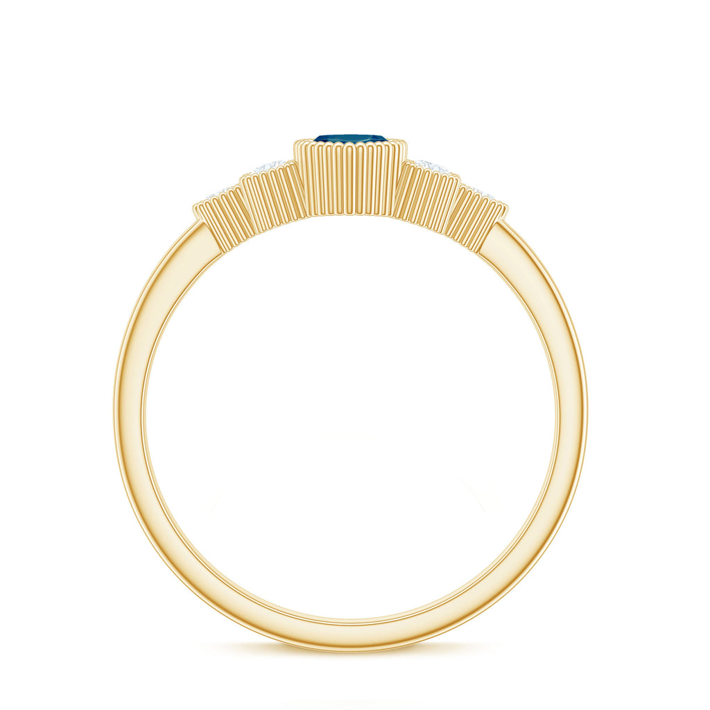 London Blue Topaz Marquise Engagement Ring with Diamond Trio