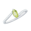 Real 0.7 Carat Peridot Marquise Promise Ring with Diamond Bypass Shank