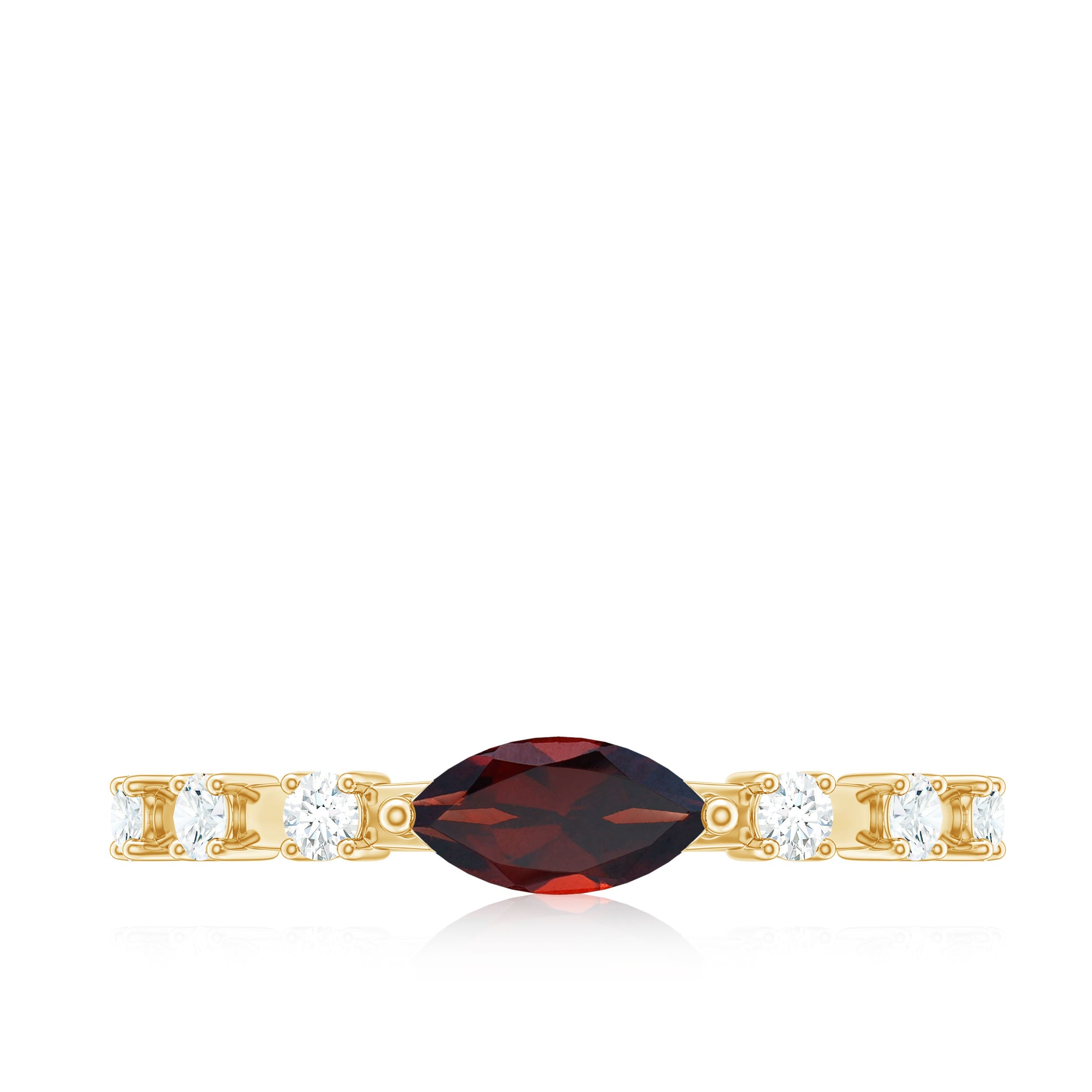 Natural Marquise Garnet Diamond Promise Ring in East West Style