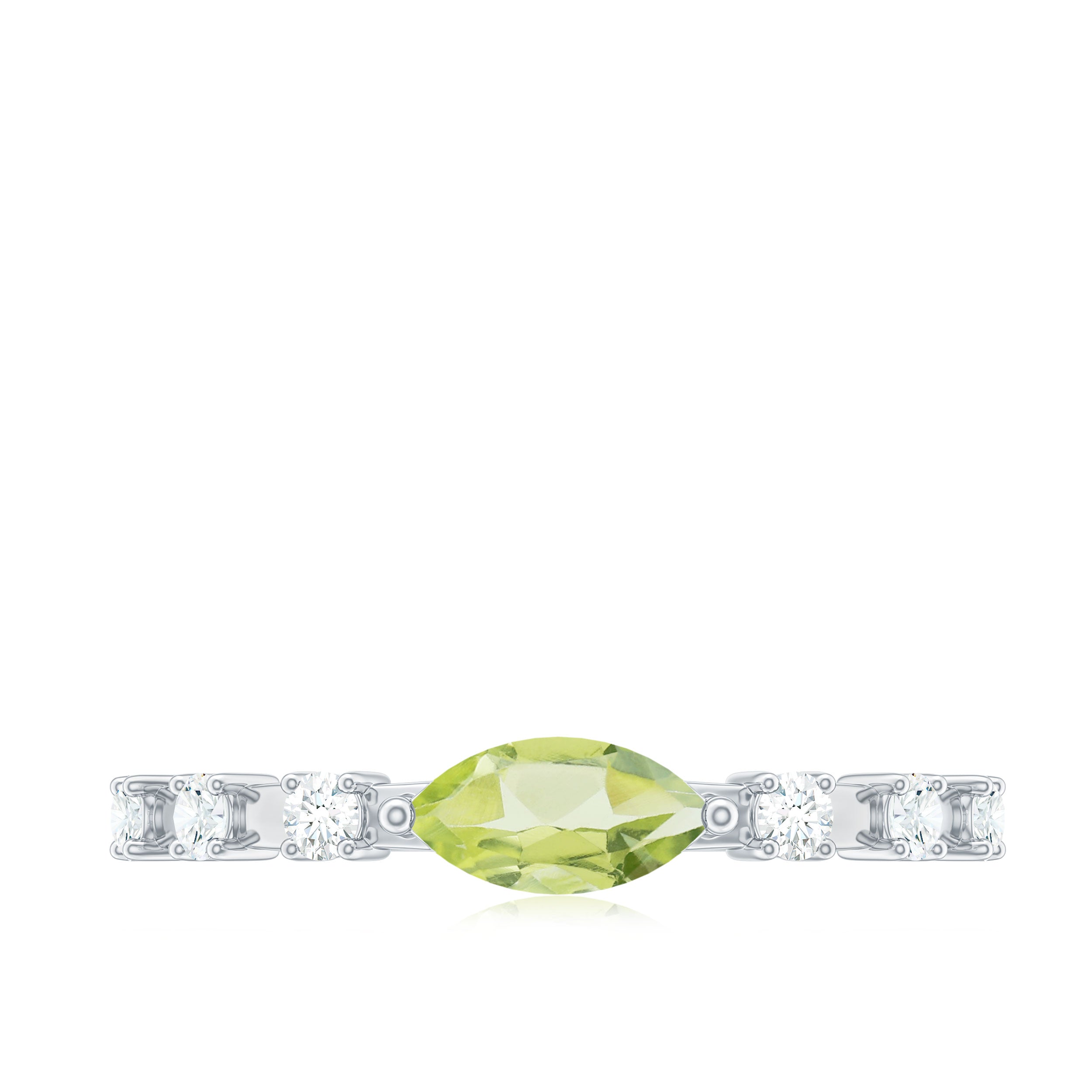 0.75 Carat Peridot East West Ring with Diamond Accent