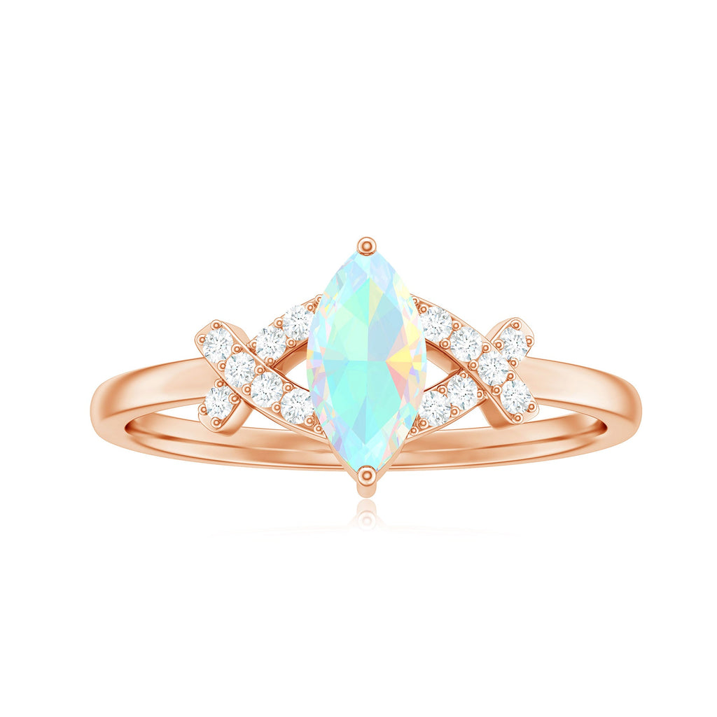 Natural Marquise Opal Diamond Engagement Ring with Certificate