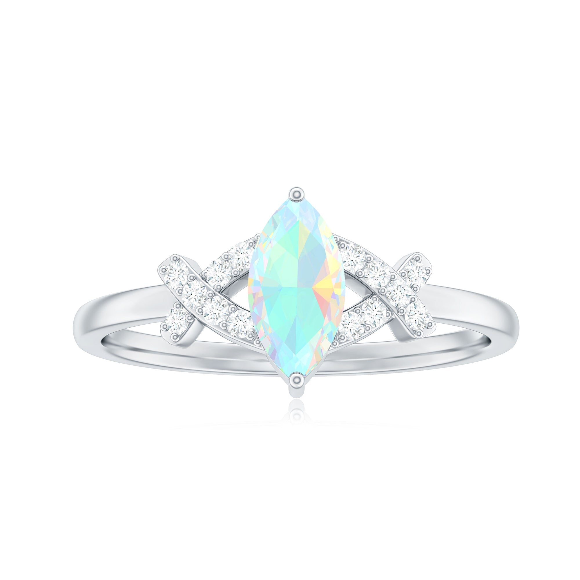 Natural Marquise Opal Diamond Engagement Ring with Certificate