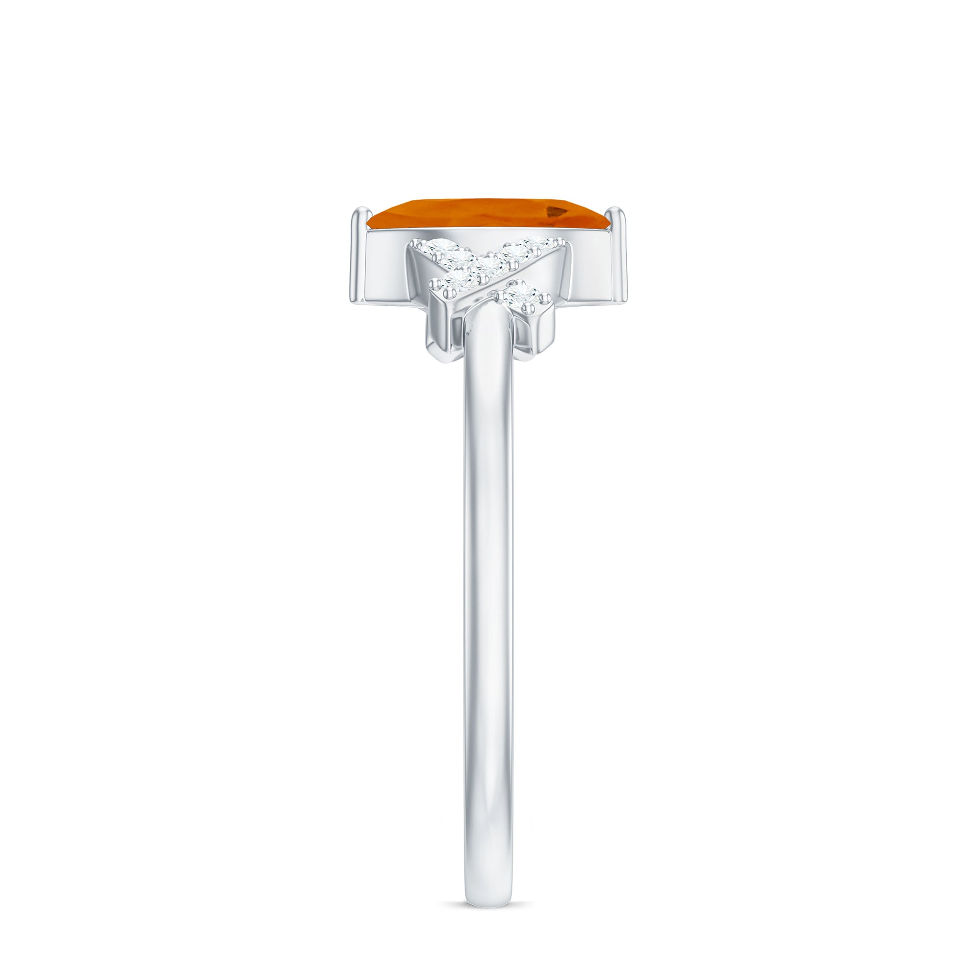 0.3 Carat Fire Opal Marquise Solitaire Ring with Diamond