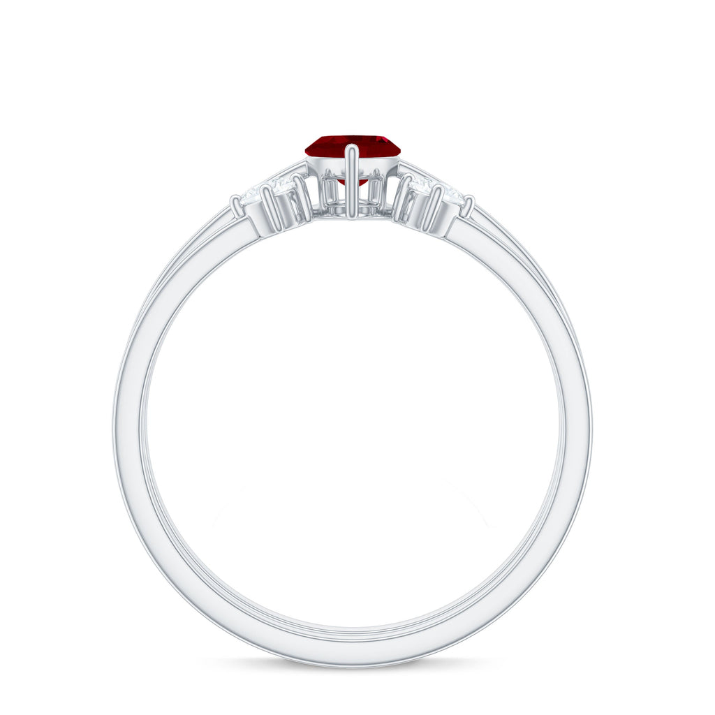 Certified Marquise Ruby Solitaire Wedding Ring Set with Diamond