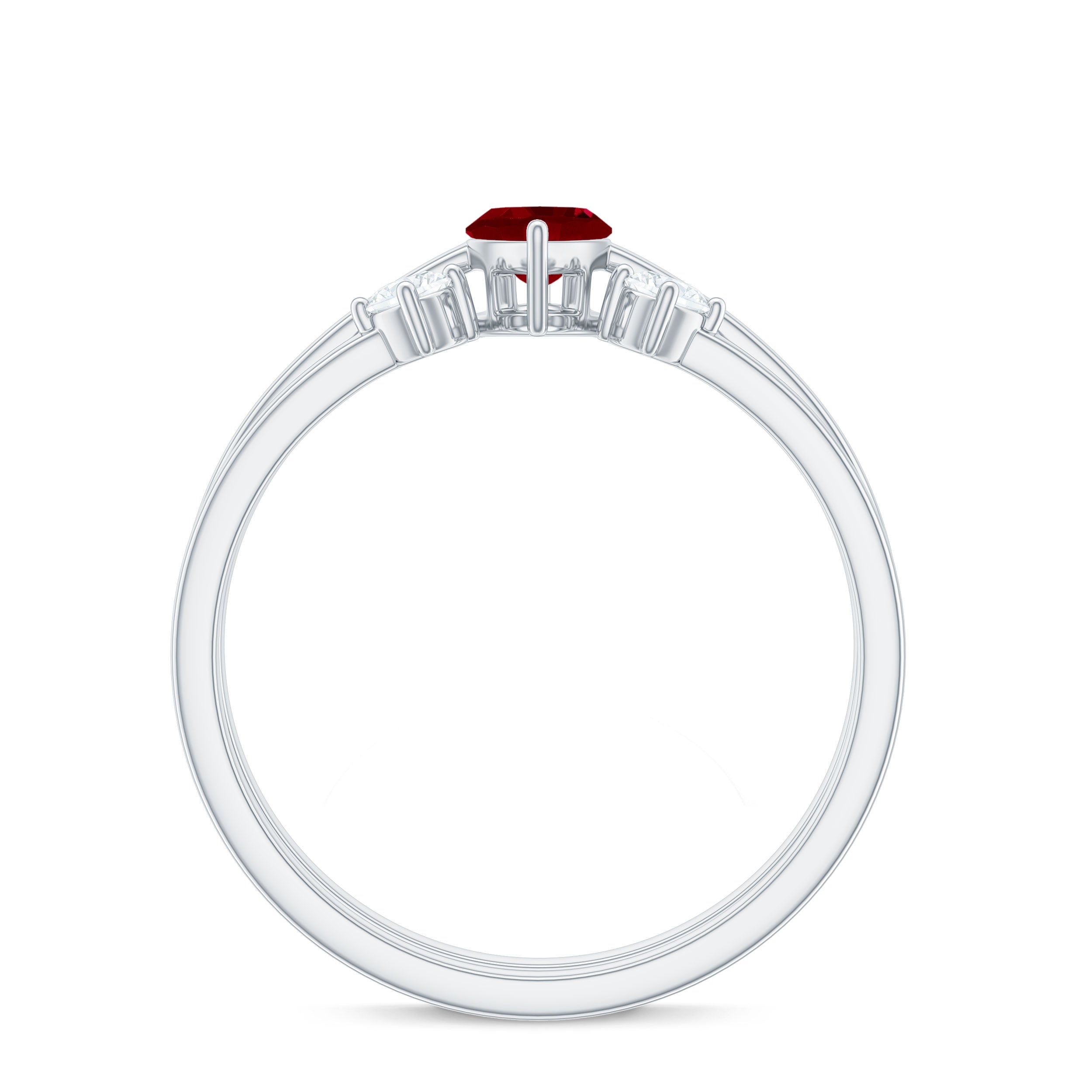 Certified Marquise Ruby Solitaire Wedding Ring Set with Diamond