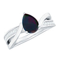 Pear Cut Solitaire Black Opal and Diamond Infinity Engagement Ring