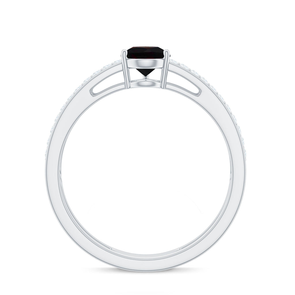 Pear Cut Black Opal and Diamond Double Band Engagement Ring