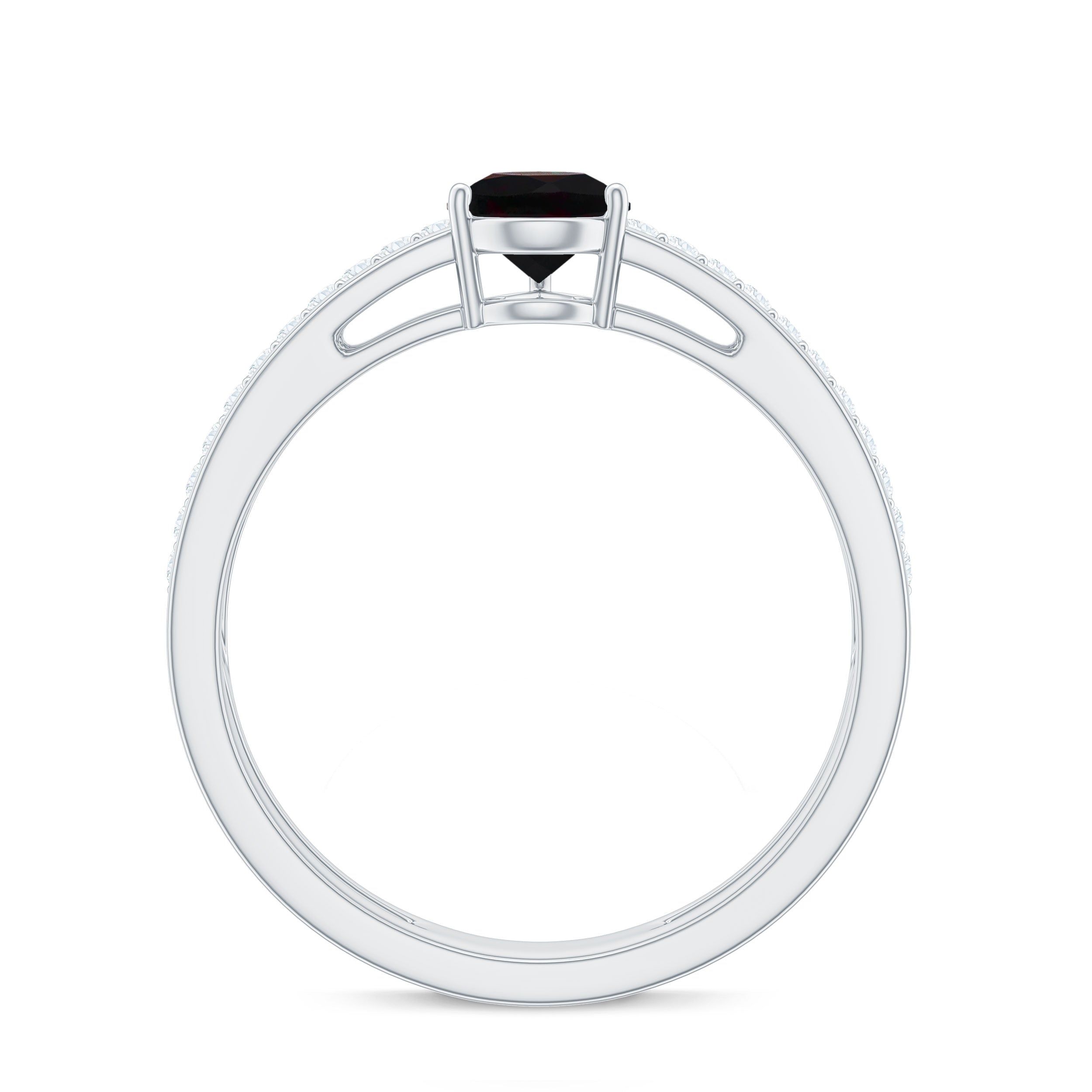 Pear Cut Black Opal and Diamond Double Band Engagement Ring