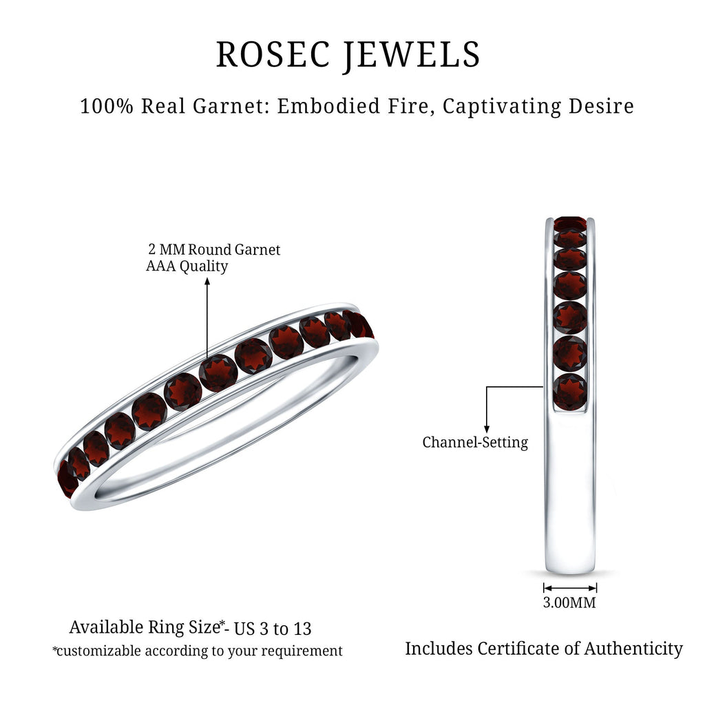 Certified Real Garnet Half Eternity Ring in Channel Setting
