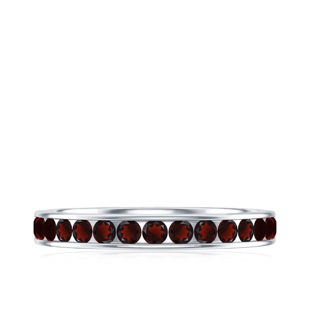 Certified Real Garnet Half Eternity Ring in Channel Setting