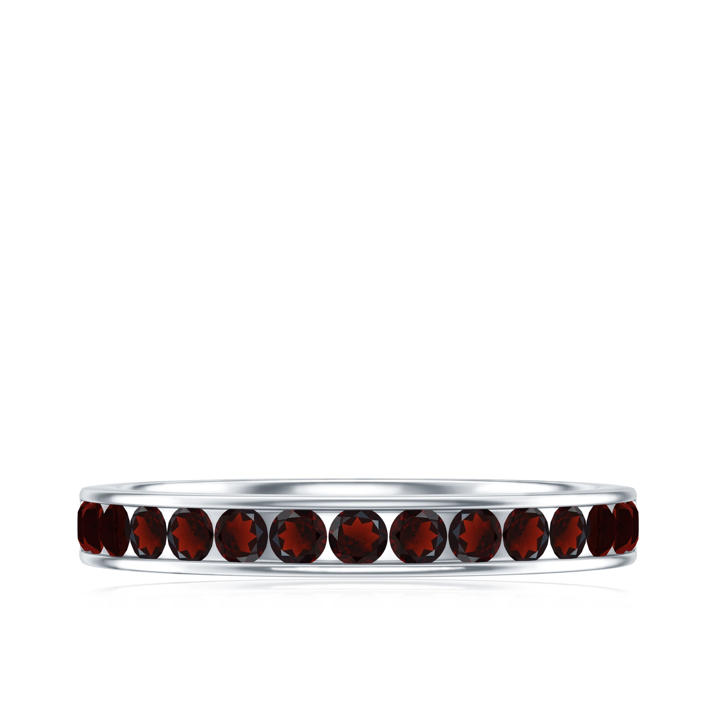 Certified Real Garnet Half Eternity Ring in Channel Setting