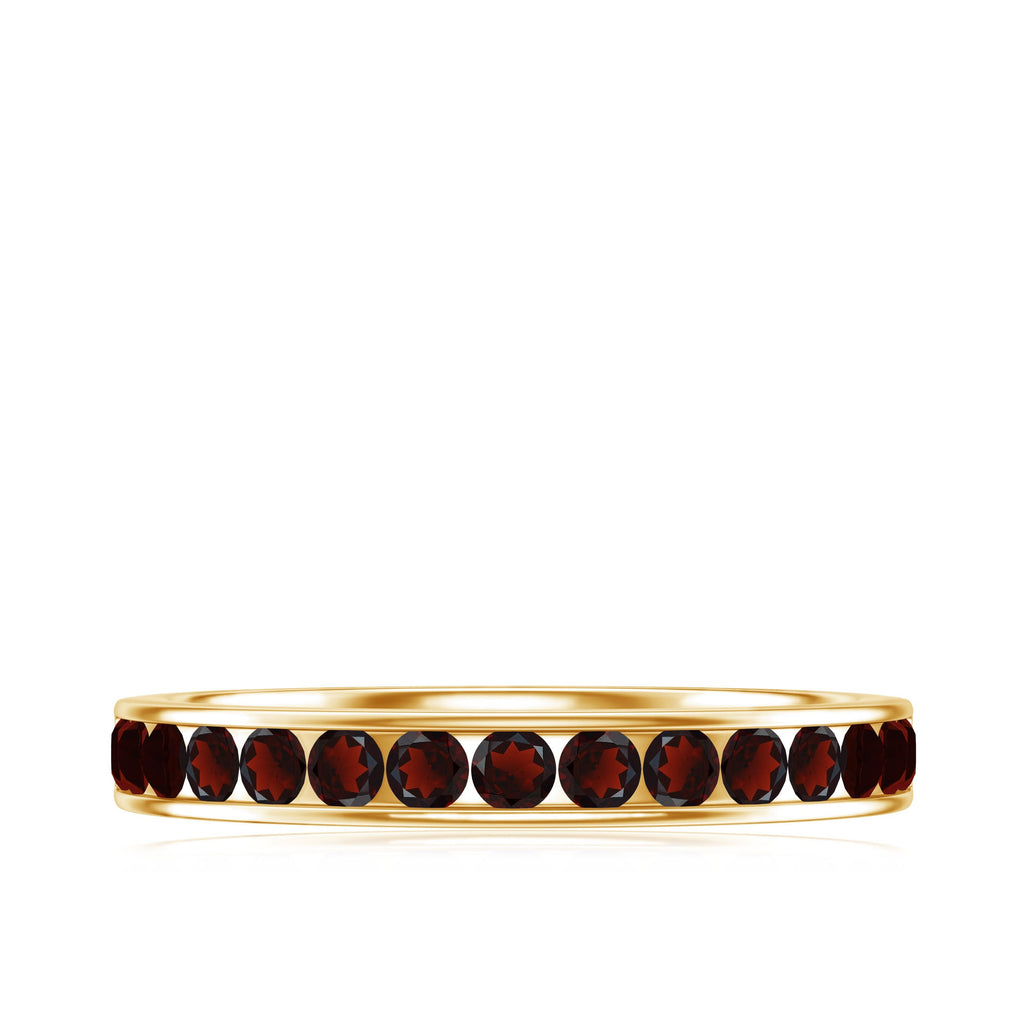 Certified Real Garnet Half Eternity Ring in Channel Setting