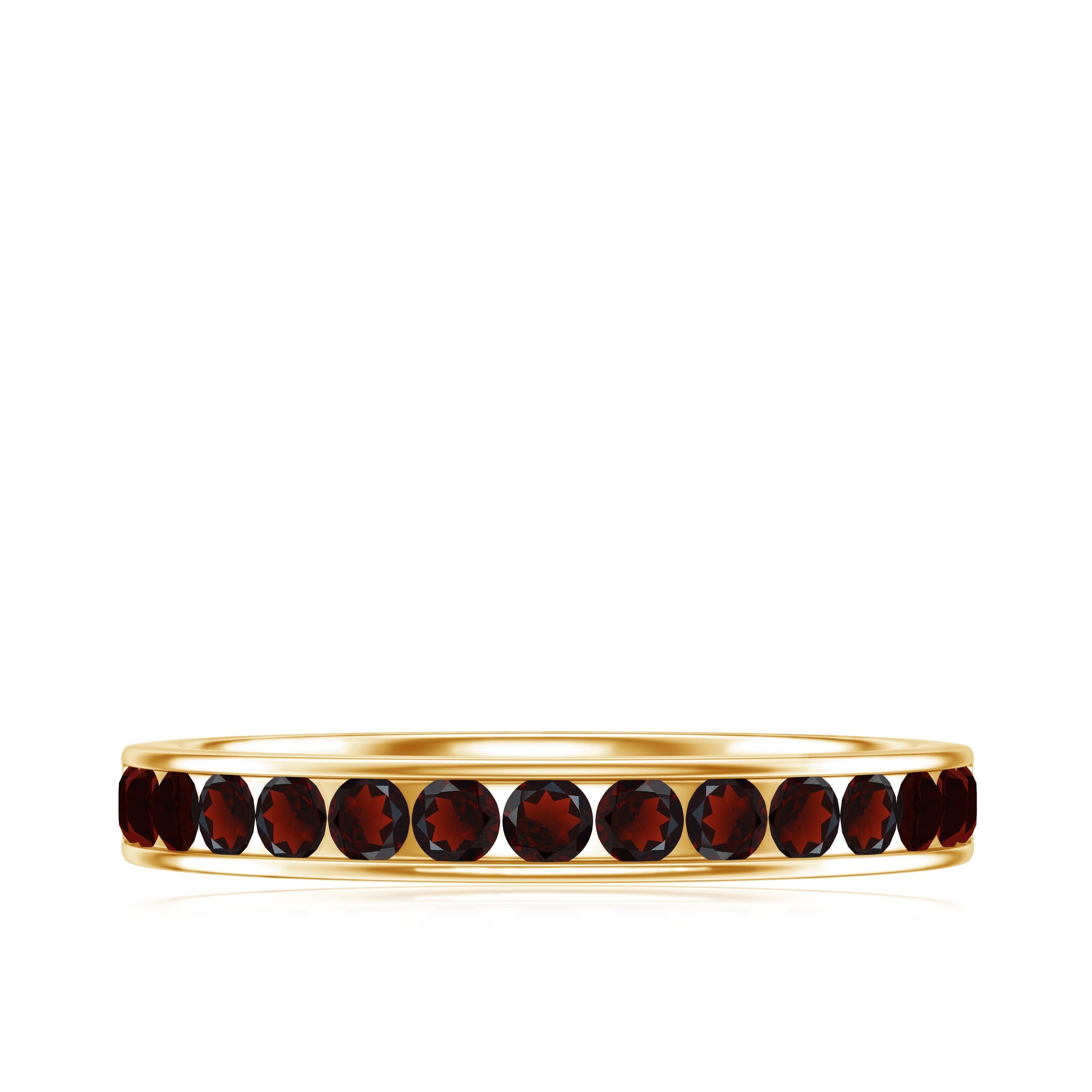 Certified Real Garnet Half Eternity Ring in Channel Setting