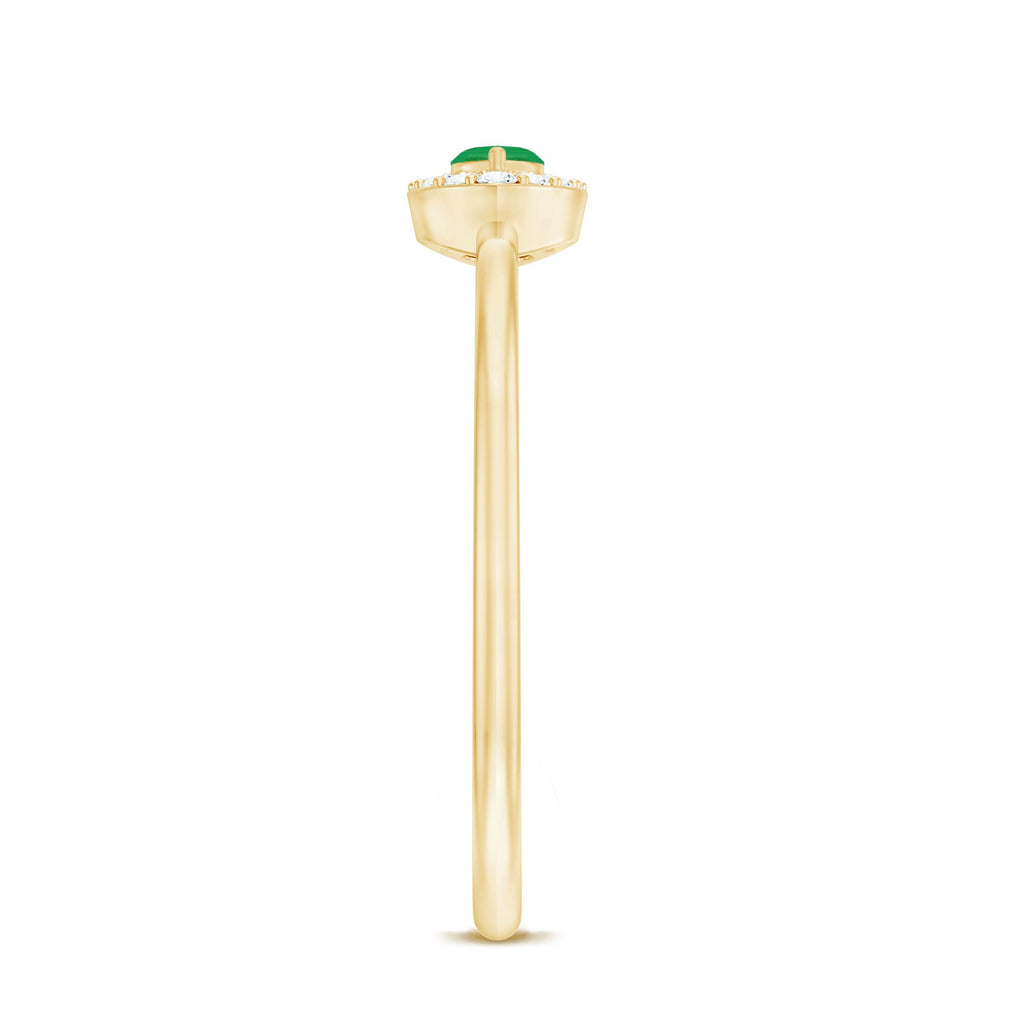 Marquise Emerald East West Promise Ring with Diamond Halo