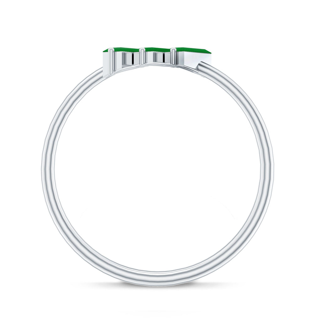Baguette Cut Real Emerald Three Stone Promise Ring