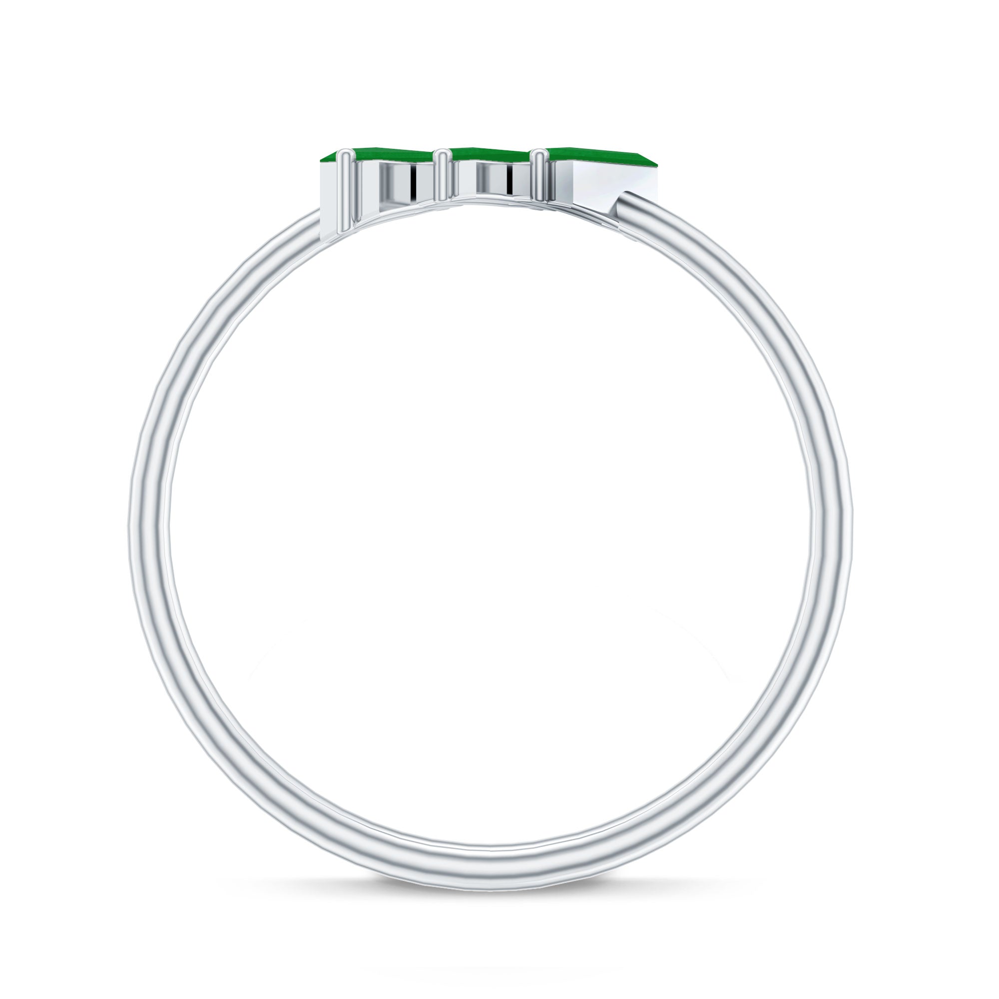 Baguette Cut Real Emerald Three Stone Promise Ring