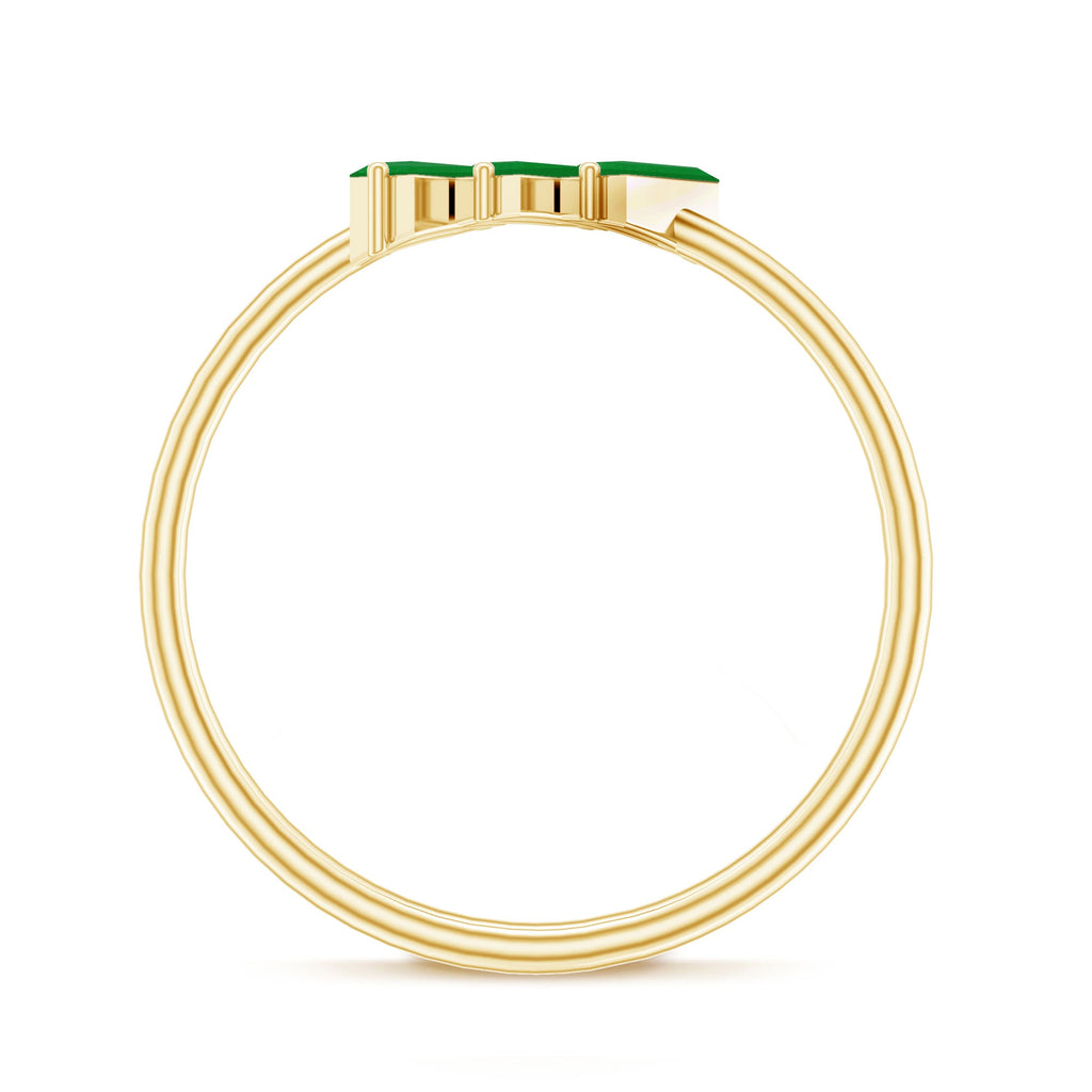 Baguette Cut Real Emerald Three Stone Promise Ring