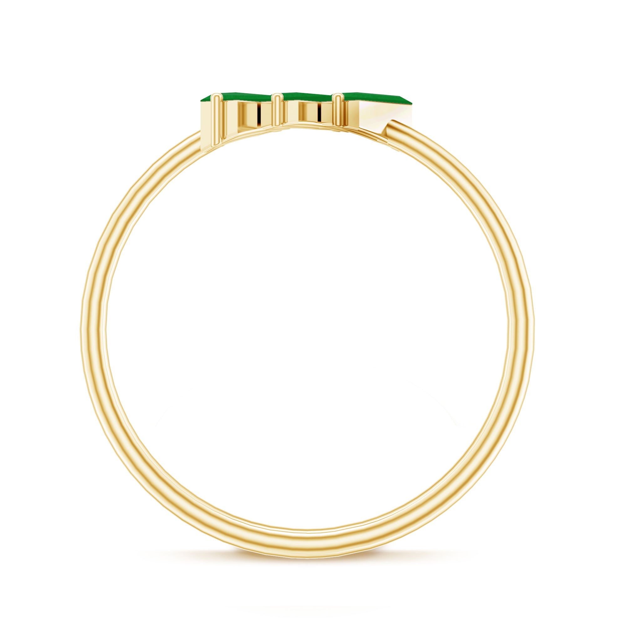 Baguette Cut Real Emerald Three Stone Promise Ring