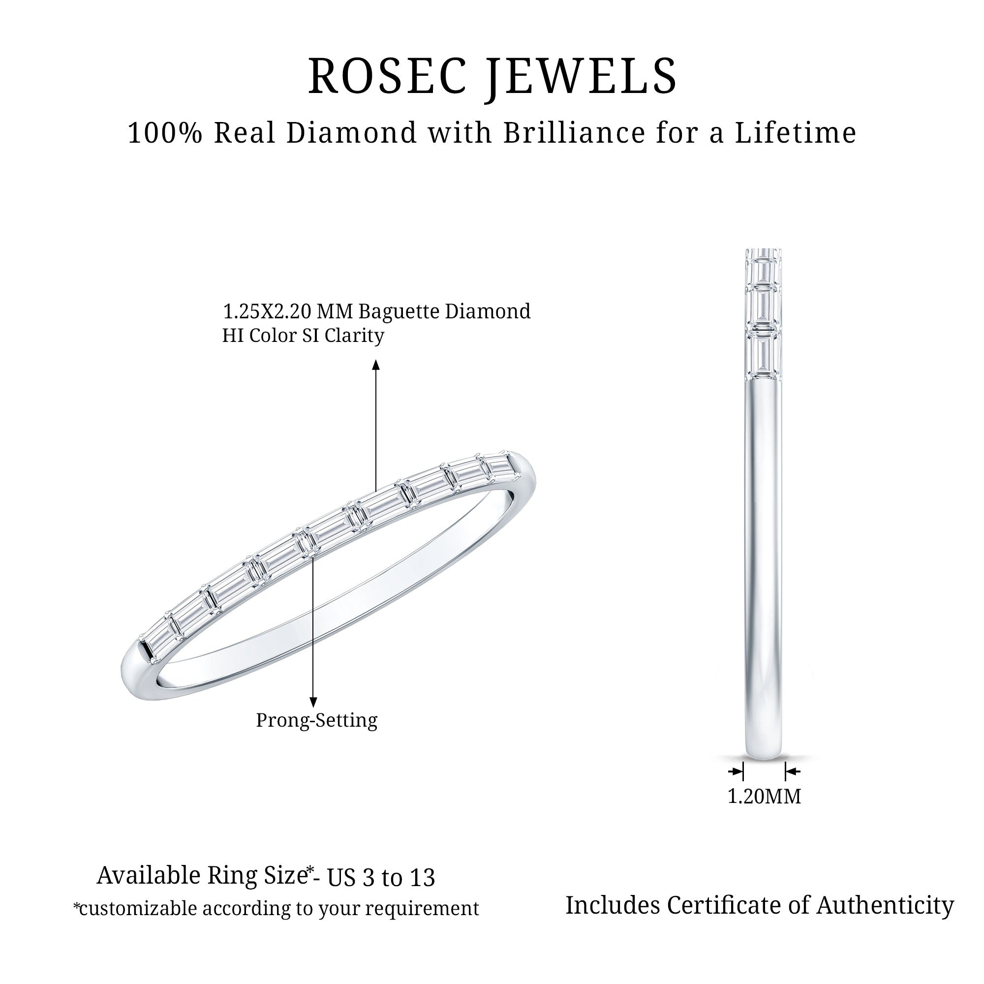 Baguette Diamond East West Stackable Ring